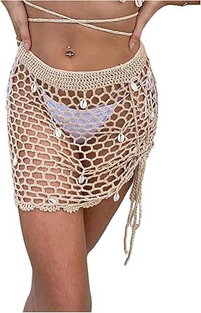 SHENHE Women's Summer Swim Cover Up Skirt Crochet Hollow Out
