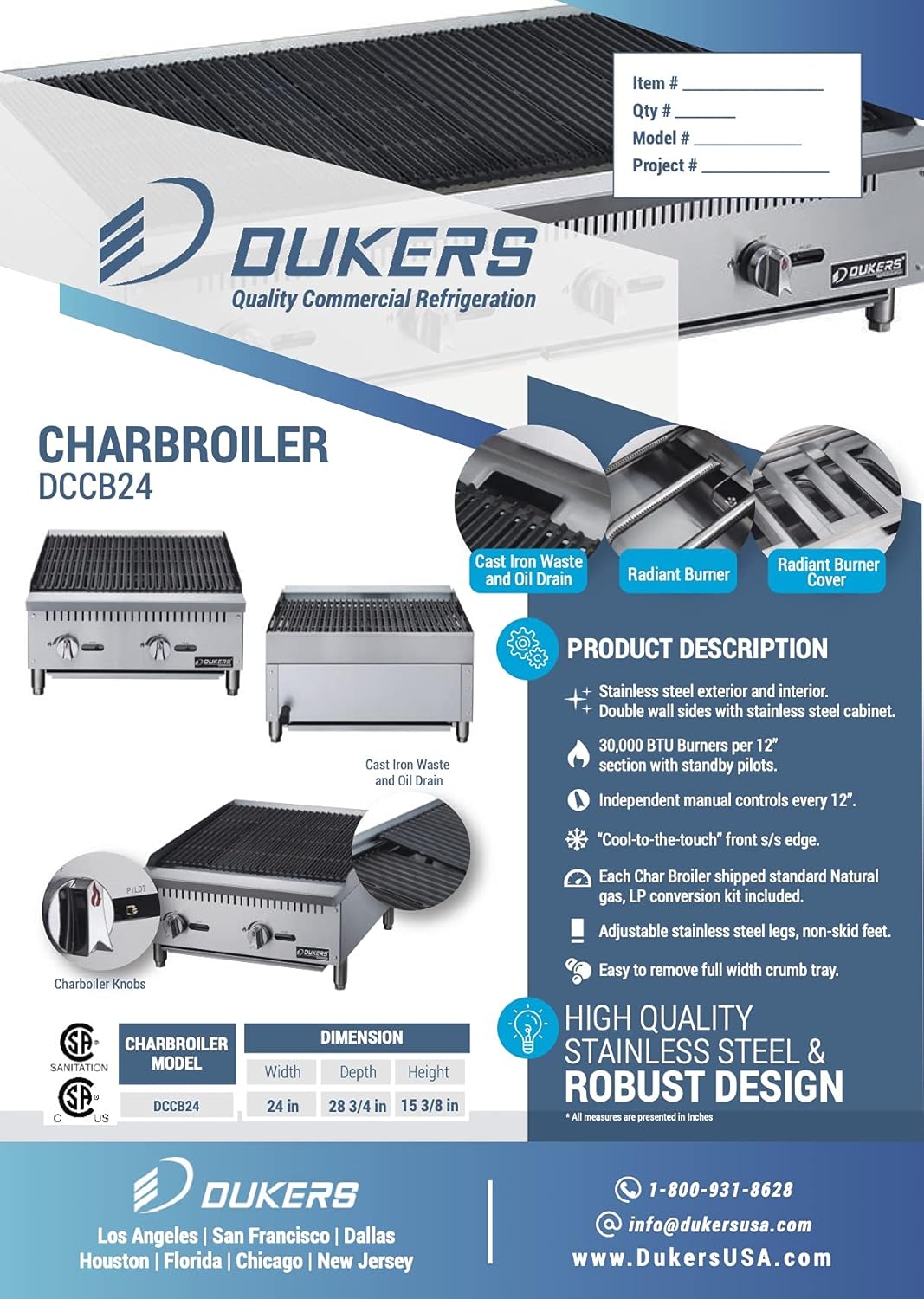 Dukers DCCB24 24" Heavy Duty Countertop Charbroiler