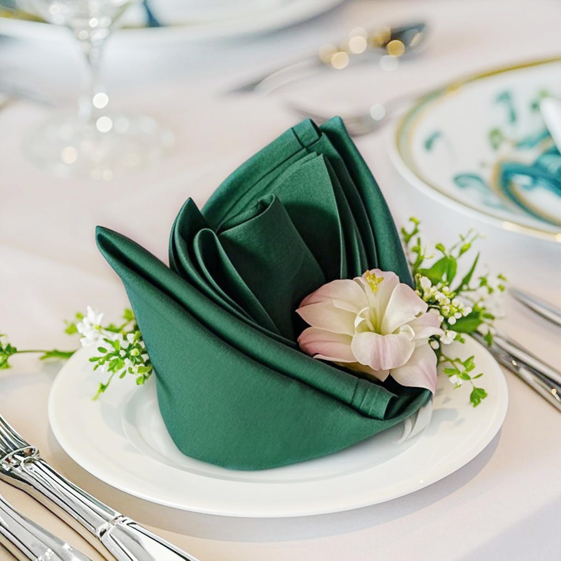 FOLINS&amp;HOME Green Cloth Napkins Set of 6, Decorative 20x20 Inch Napkins