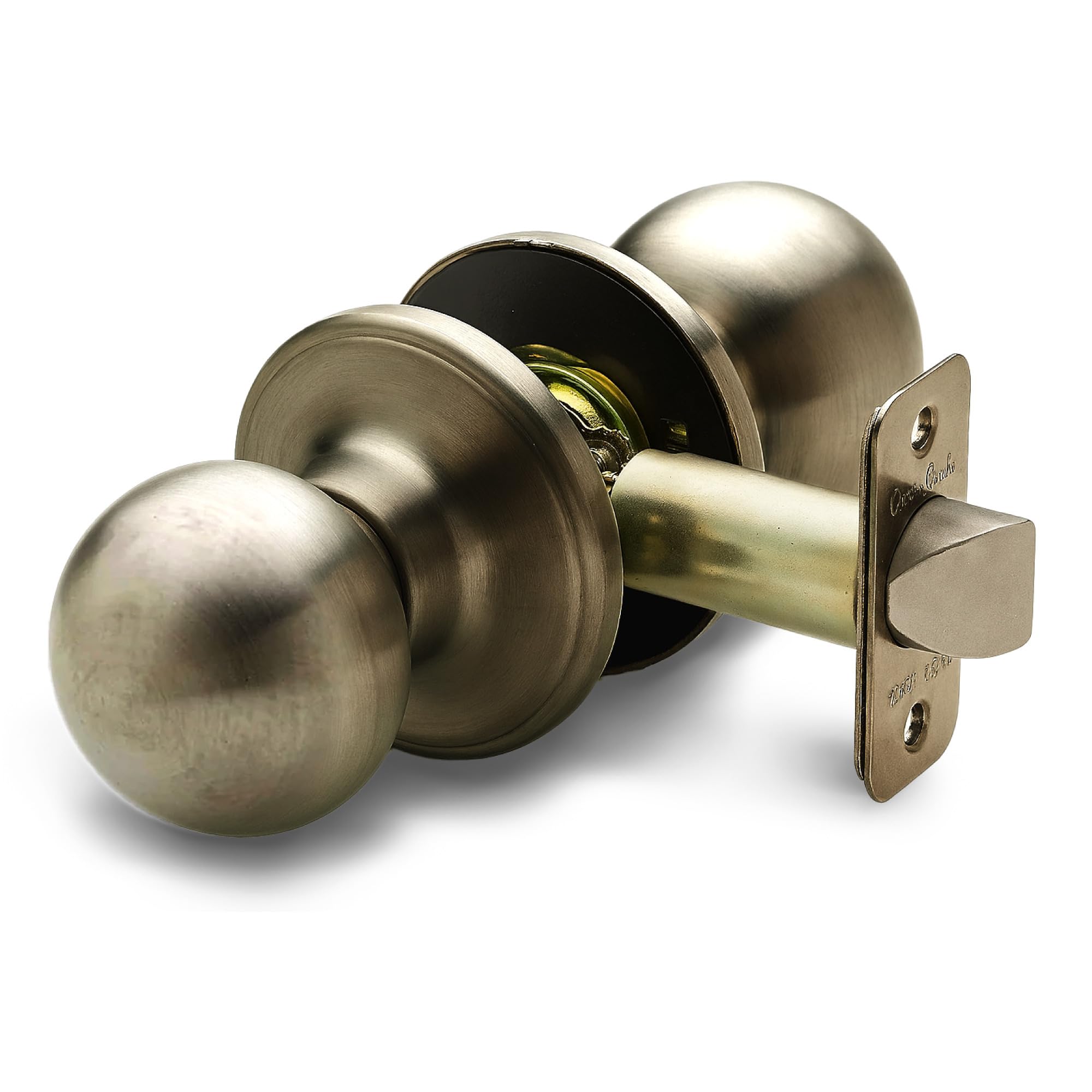 Copper Creek BK2020AB Ball Door Knob, Passage Function, 1 Pack, in Antique Brass