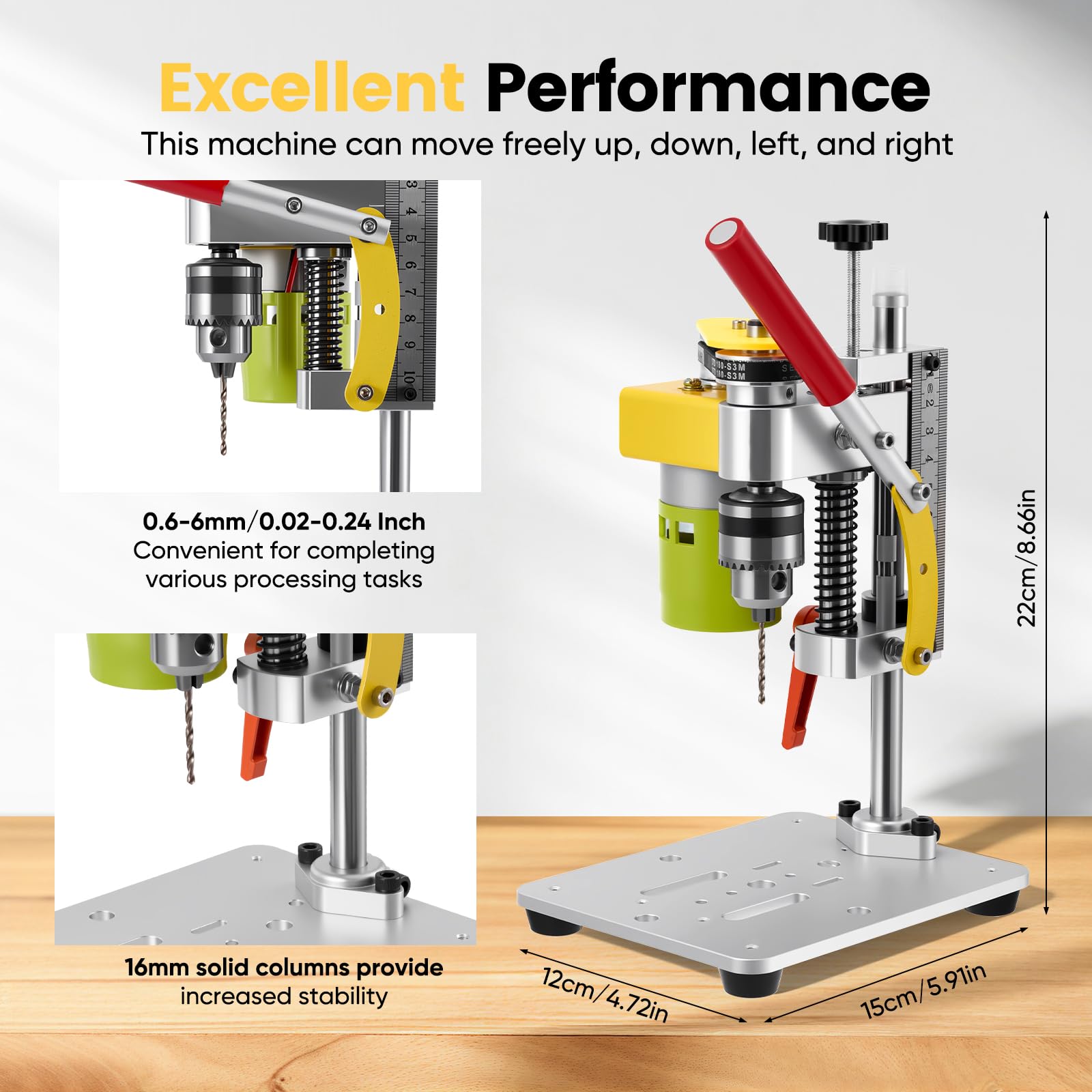 Standbohrmaschine, 4500-9000Rpm Miniatur Tischbohrmaschine mit 7 Geschwindigkeiten, Mini Tischbohrmaschine für DIY Holz, Metall und Kunststoff Electric Drill Press