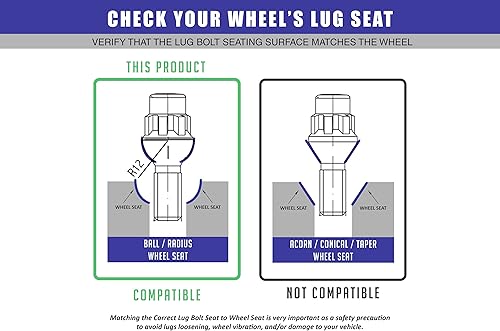 Miniatura 3 de Wheel Accessories Parts 14x1.25 - Asiento de cono cromado - Juego de cerraduras de rueda de alta calidad (0.945 in de largo) (juego de 4 + llave)