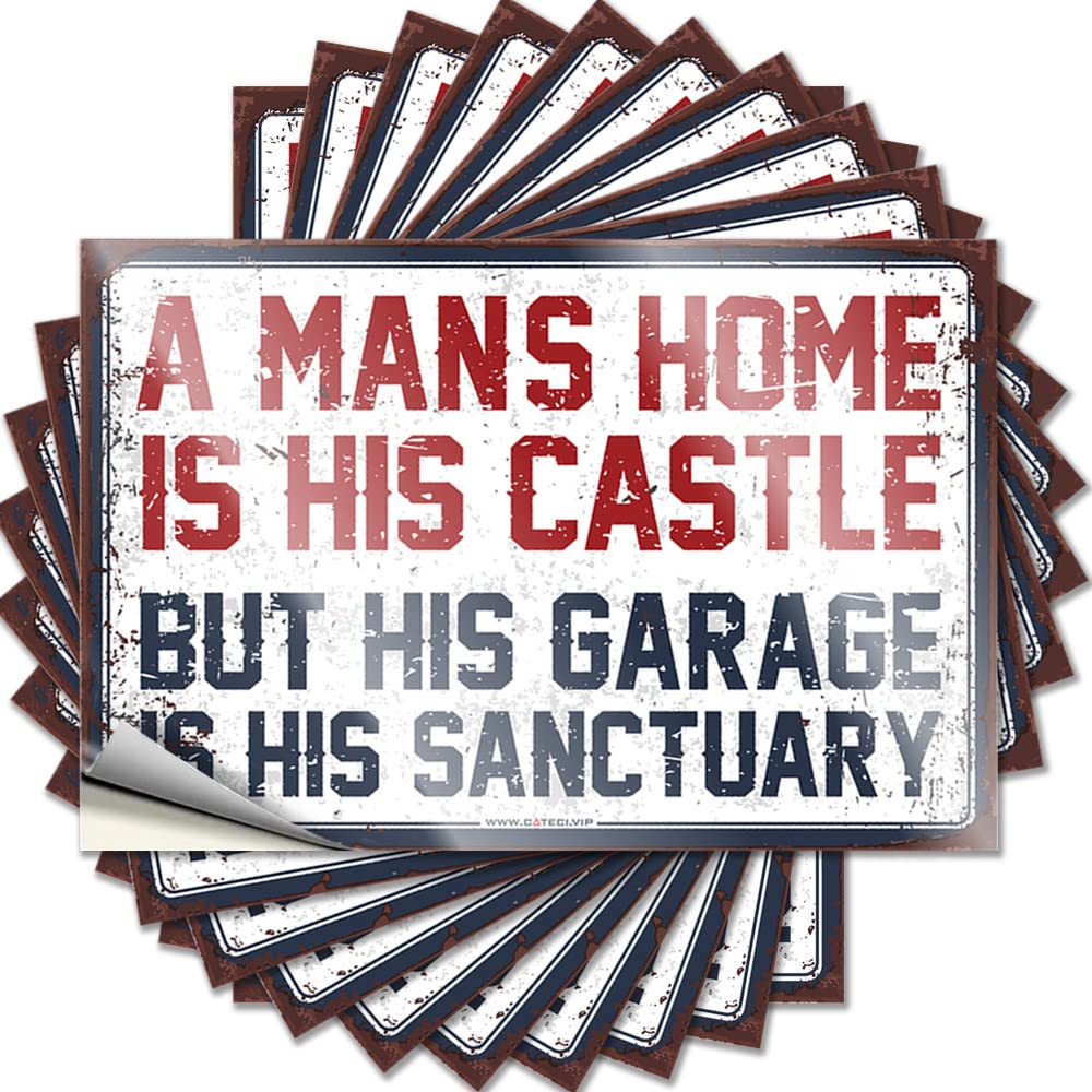 Fzfn Girls Colour A Man's Home Is His Castle But His Garage Is His Sanctuary Patio Bar Accessories Fun - Decals Garage Waterproof Decal(6X9cm)