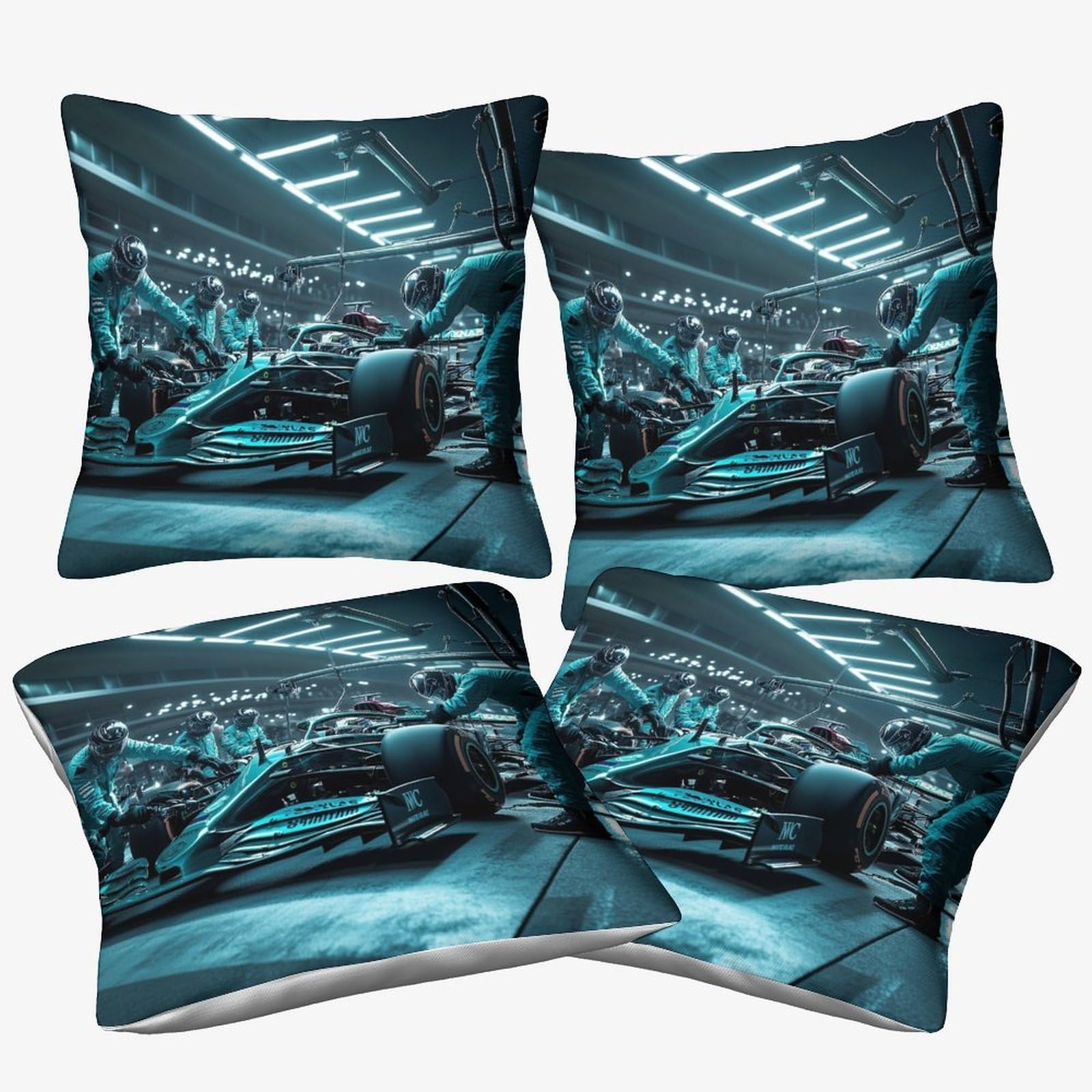 Dafufbw Formulaa Racing-14 Luxury Microfiber Square Throw Pillow Cases Formulaa Racing With Invisible Zipper, 50X50cm, 4Pcs Decorative Throw Pillowcases With Pit Stop, For Livingroom Sofa Bedroom