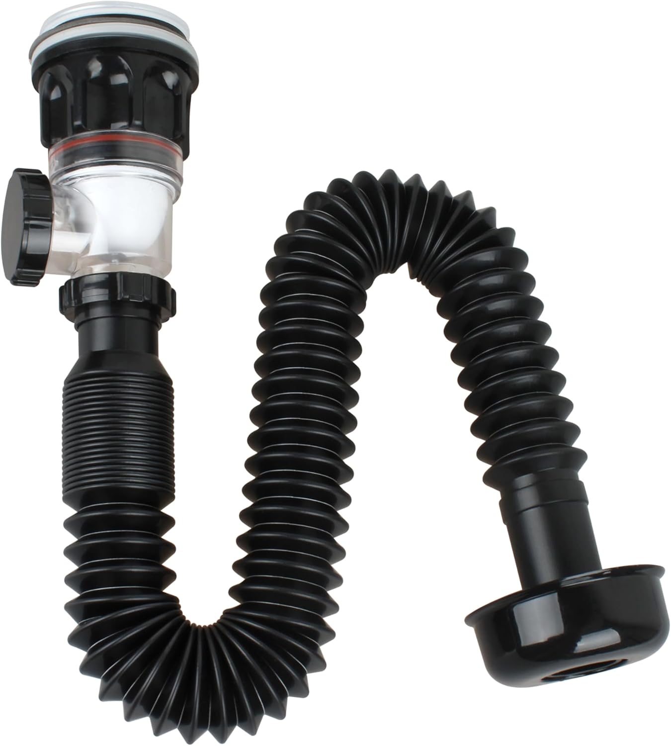 Bathroom Sink Drain Kit - Flexible Sink Drain P-Trap for 1-1/4" & 1-1/2", Built-in Anti-Clogging Stopper, Anti-Odor Bathroom Sink Drain