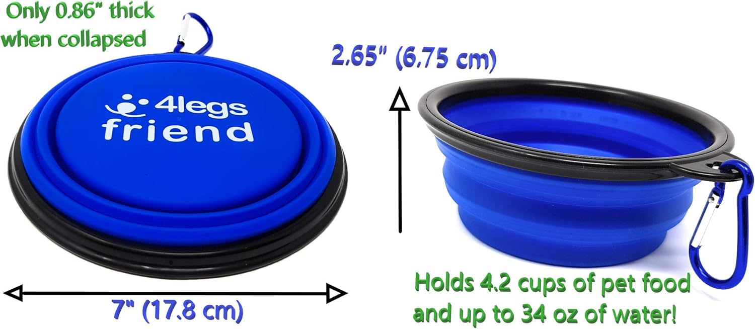 Collapsible Pet Bowls Set – 2 Sizes, BPA-Free Silicone, Travel-Friendly