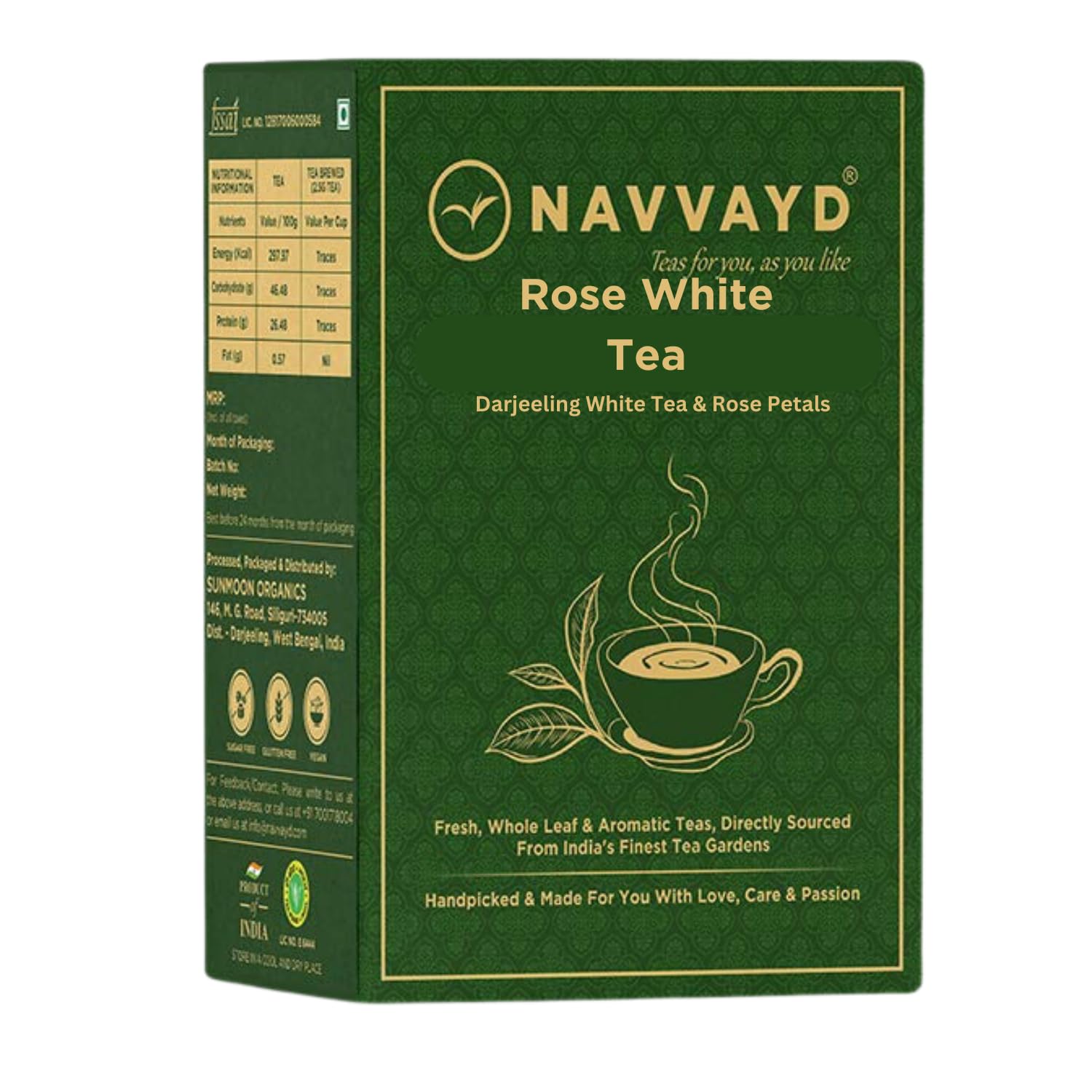 Navvayd Organic Rose White Tea, With Real Rose Petals, Loose Leaf (100 Gm) (B07R16GLH7) Amazon Price History, Amazon Price Tracker