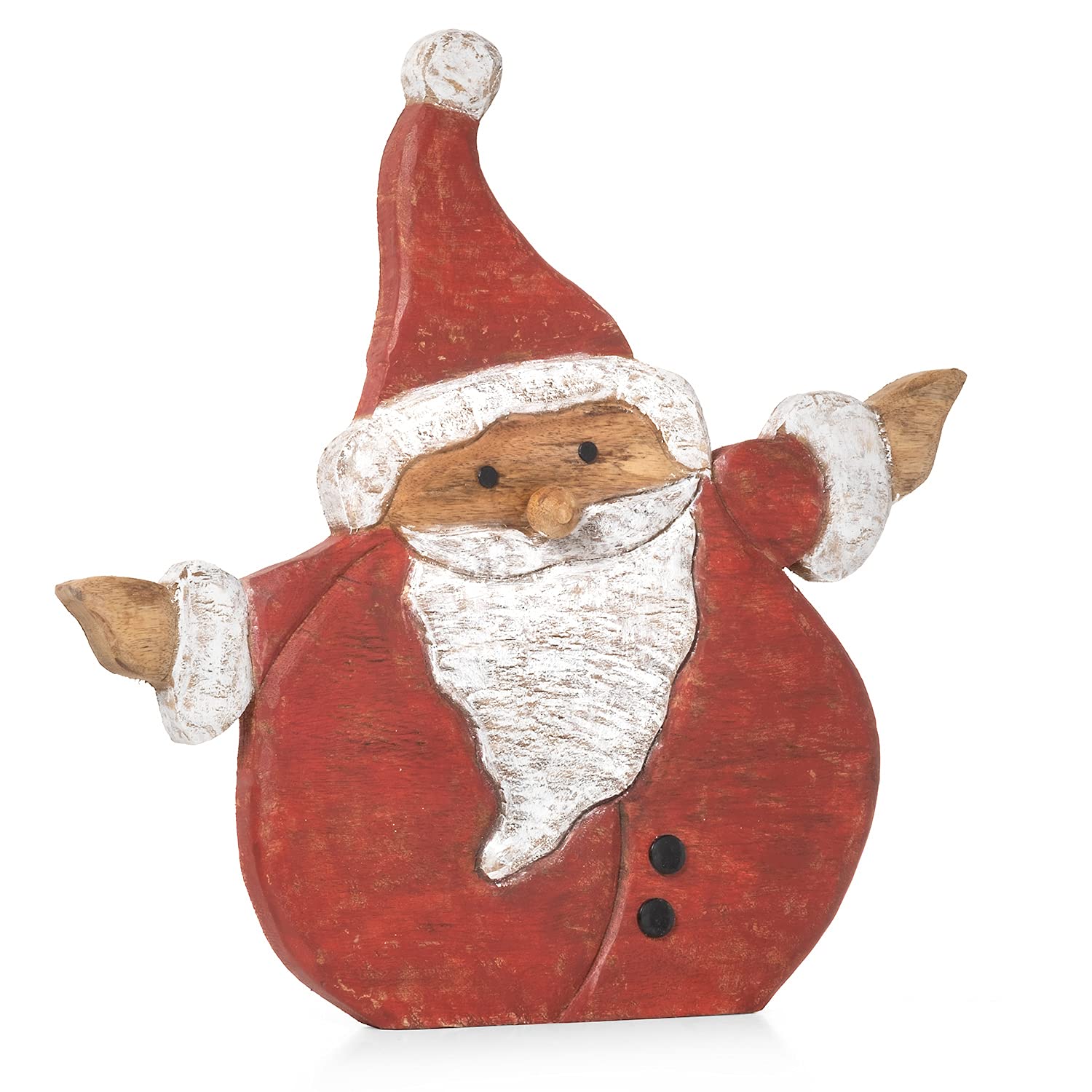 Moritz Weihnachtsmann Holzfigur ca. 48 cm – Mangoholz Nikolaus rot Santa