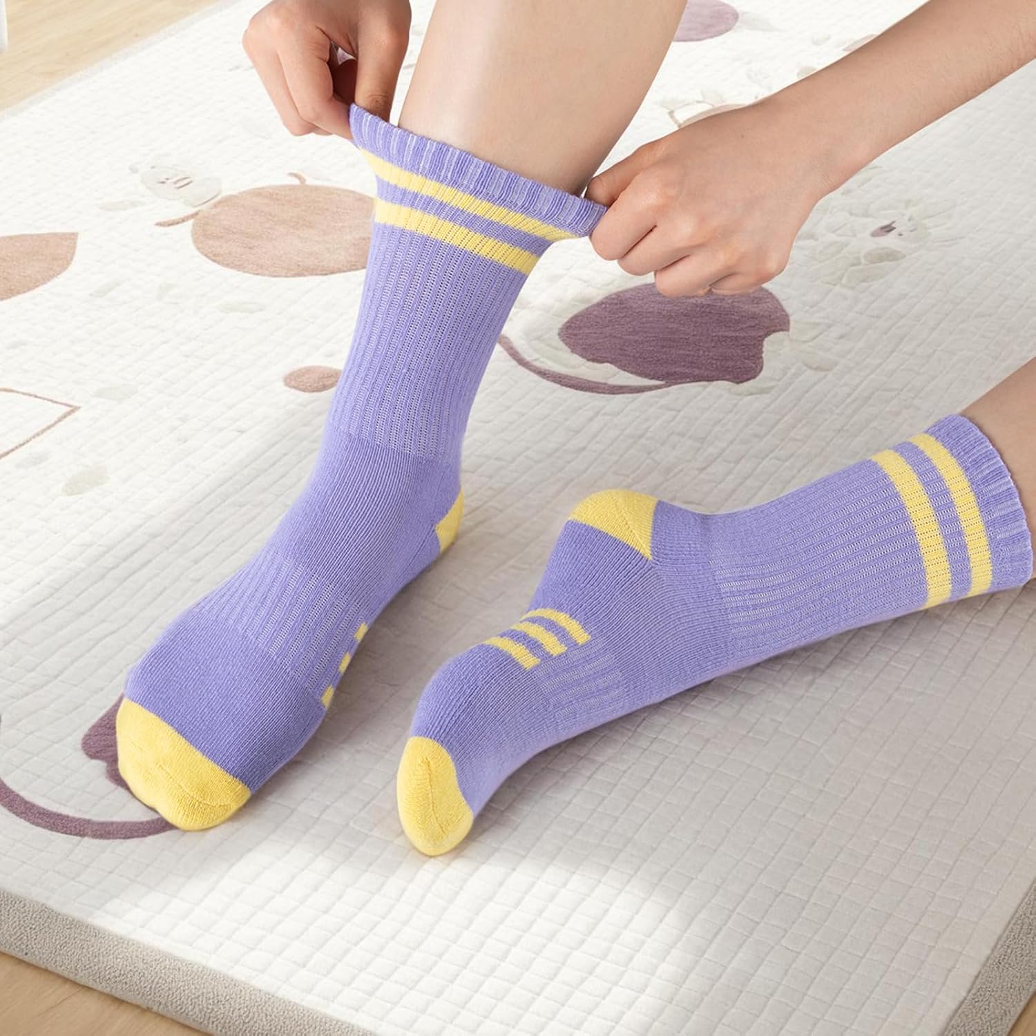 Comfoex 10 Pairs Girls Crew Long Athletic Socks for 4-6 6-8 8-10 Years Old Kids Calf Sports Cotton Socks Half Cushioned - Image 3