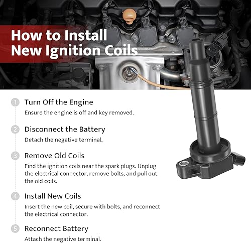 Miniatura 6 de Paquete de 4 bobinas de encendido para Toyota Camry L4 2.4 2.4L 2002 2003 2004 2005 2006 2007 2008 2009 2010 Toyota Camry, 01-08 Rav4, 02-06 Solara,