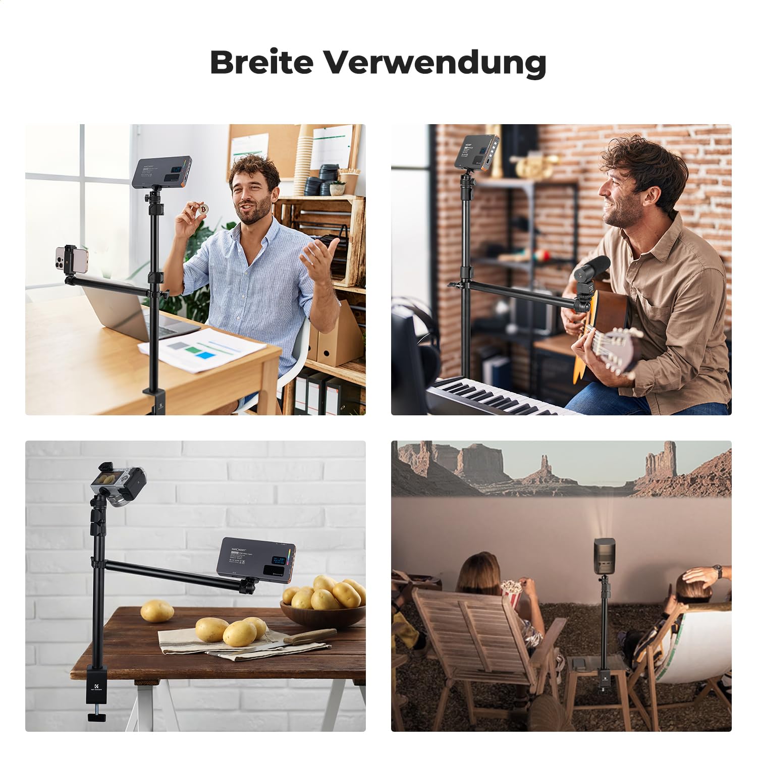K&F CONCEPT 31-95cm Verstellbar Table Top Lichtstativ mit Boom Arm Last10kg