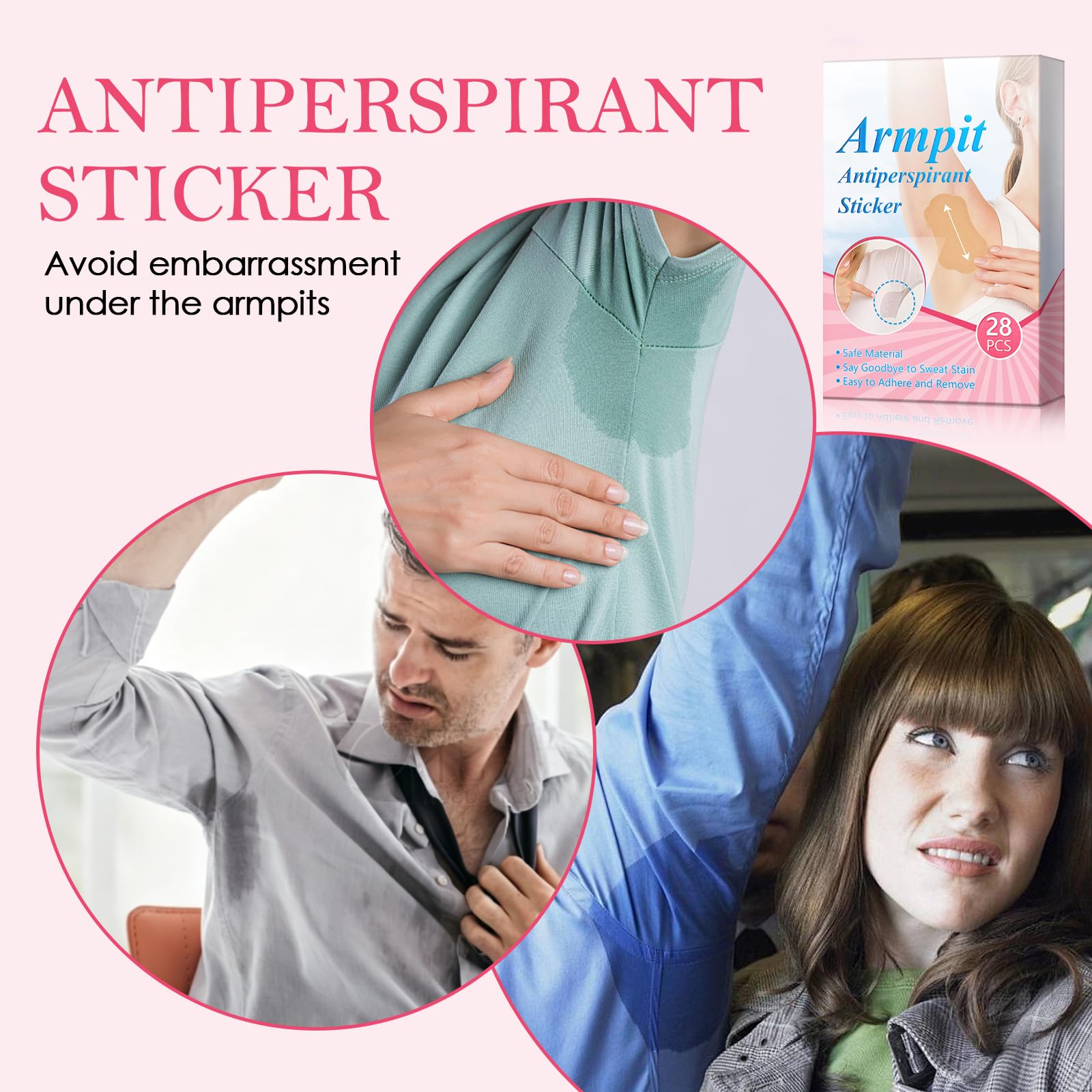 28 Piezas Almohadillas Sudor Axilas, Cómodas, Invisibles Parches Antitranspirante, Protector Antitranspirante para Ropa, Absorbe Sudor Reducir de Olores para Mujeres y Hombres