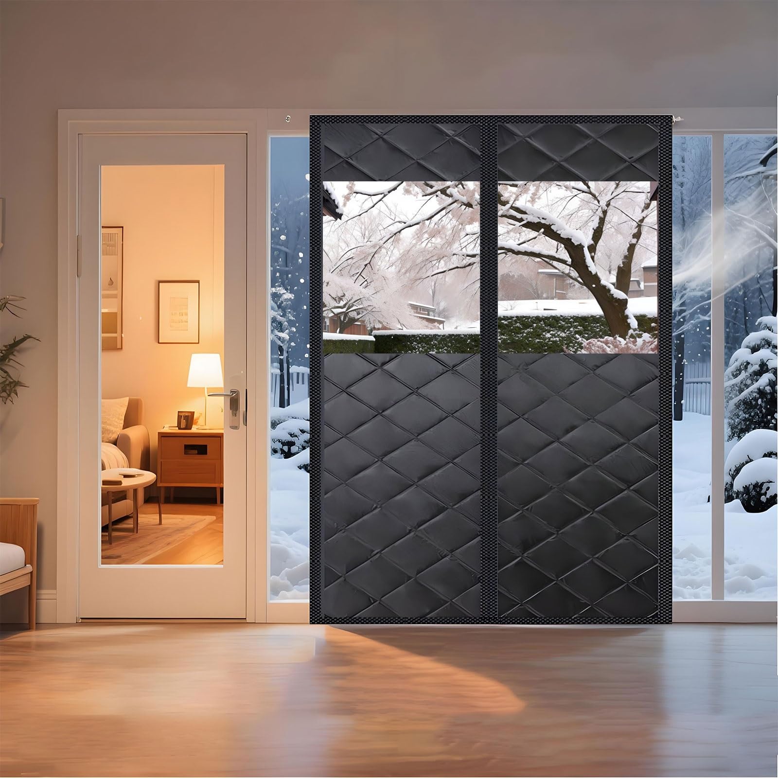 Tende Termica Magnetica per Porte, Tenda Termica Isolante Freddo e Caldo, Tende Isolante Inverno Impermeabile, Antivento per Balcone Soggiorno Cantina 80/100/110/130/140/160/180cm(Black,W80xH220cm)