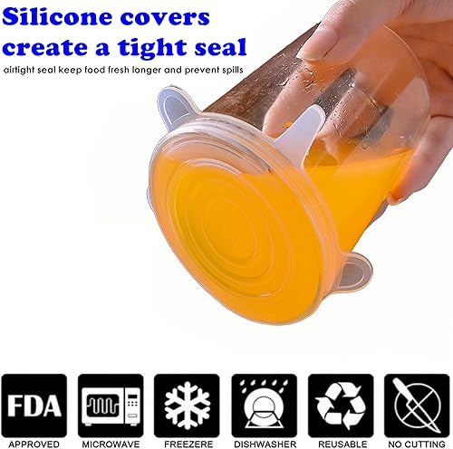 Miniatura 7 de Tapas elásticas de silicona reutilizables para almacenamiento de alimentos, tapas herméticas, fundas universales de silicona para alimentos, para