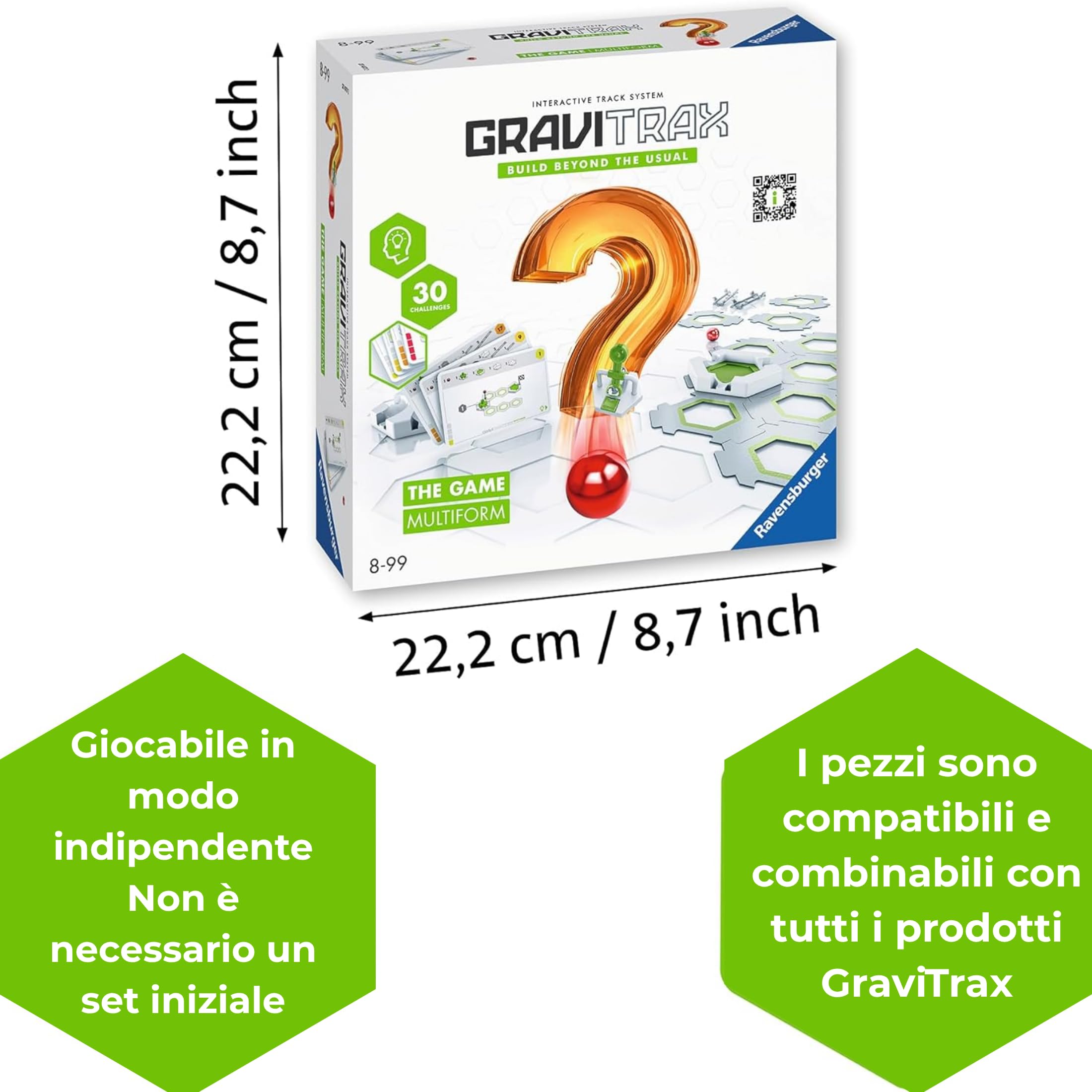 Ravensburger - GraviTrax The Game Multiform, Pista biglie 46 pezzi, Gioco di logica, 30 carte sfida multilivello, Costruire circuiti, Rompicapo STEM 8+ anni e adulti, Compatibile con tutti i GraviTrax