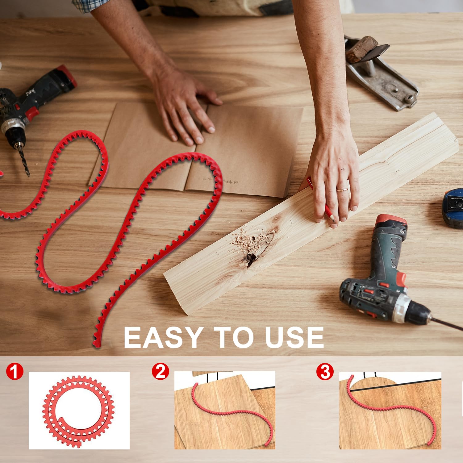 Catena Flessibile Per Router E Modelli Di Legno 2 Metri | Fori Multipli Per Viti | Riutilizzabile E Pieghevole | Per Forme Complesse