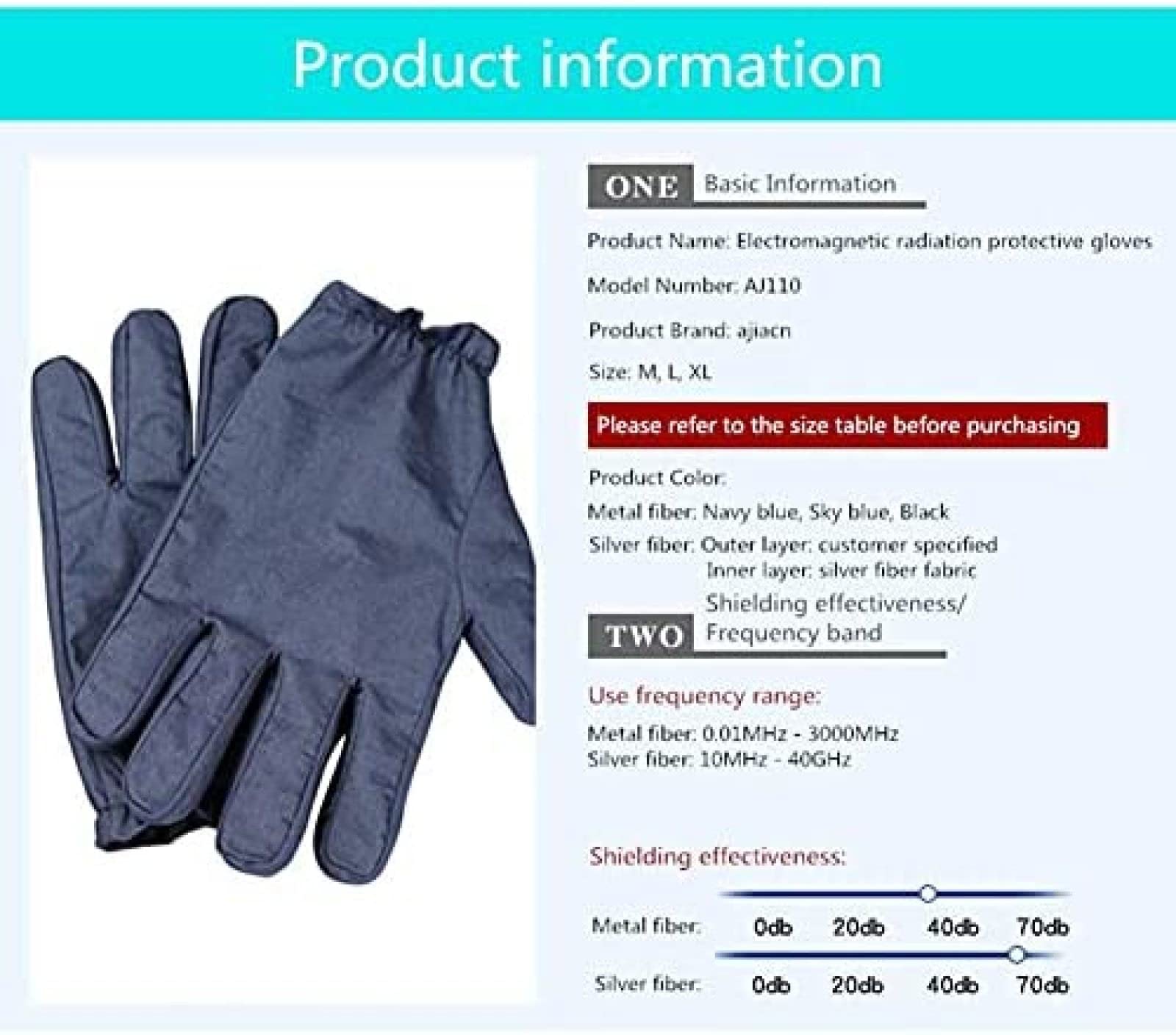 Guanti in Tessuto Anti-Radiazioni, Saldatura Elettrica Saldatura TIG EMC Laboratorio EMF Schermatura Guanti Unisex,L
