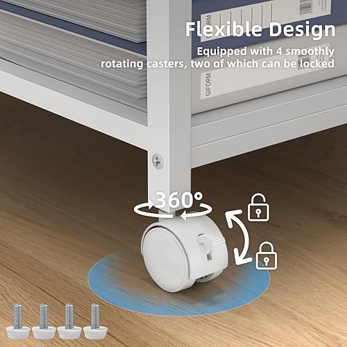 Miniatura 4 de Lerliuo Soporte de impresora con estación de carga y puertos USB, mesa de impresora móvil grande de 3 niveles con estante de almacenamiento, carrito