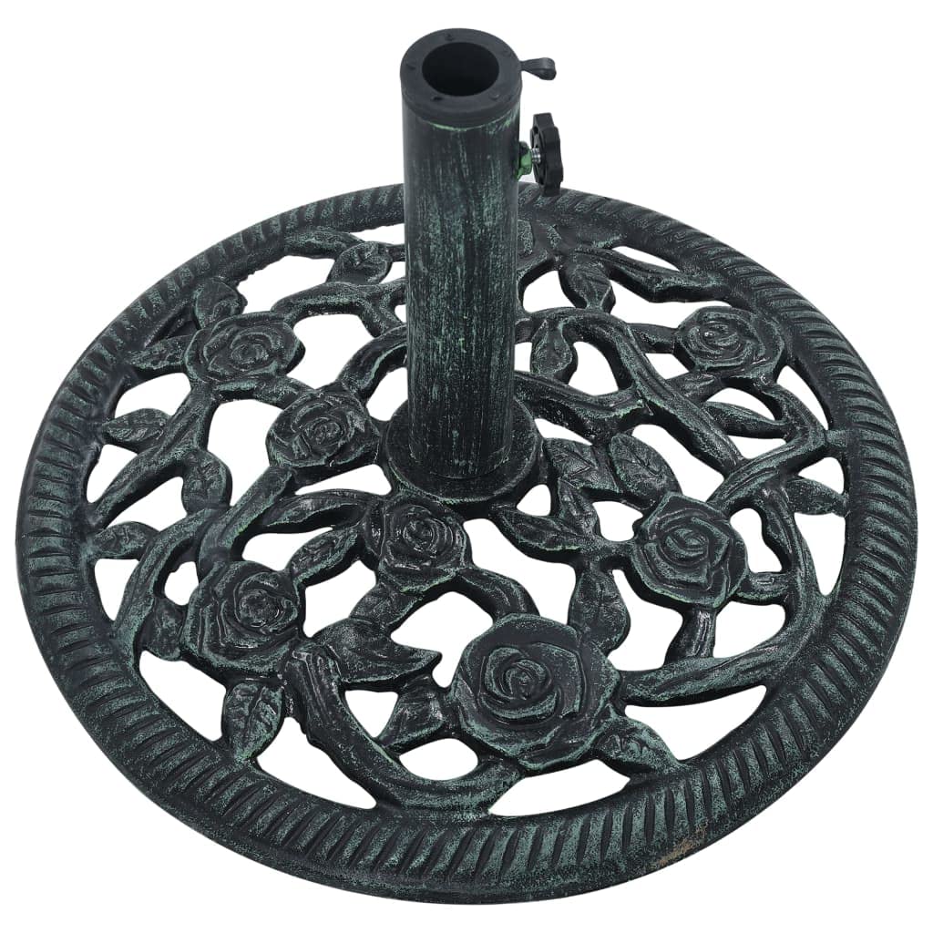 Socle de Parasol Vert 9 kg 40 cm Fonte,Pied De Parasol,Pied De Parasol Lourd,Pied De Parasol sur roulettes