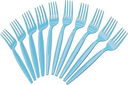Vista 42 de Cucharas de plástico azul claro (paquete de 24) – Cucharas de color azul claro para fiestas, artículos de plástico duraderos, cucharas de plástico