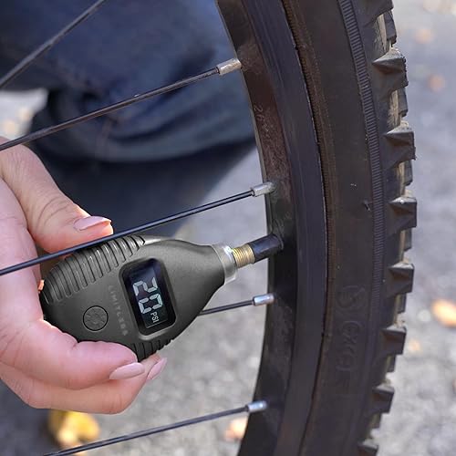 Miniatura 9 de Medidor digital de neumáticos parlante con pantalla digital LCD retroiluminada, lectura de voz audible, luz LED y gancho para llavero (negro)