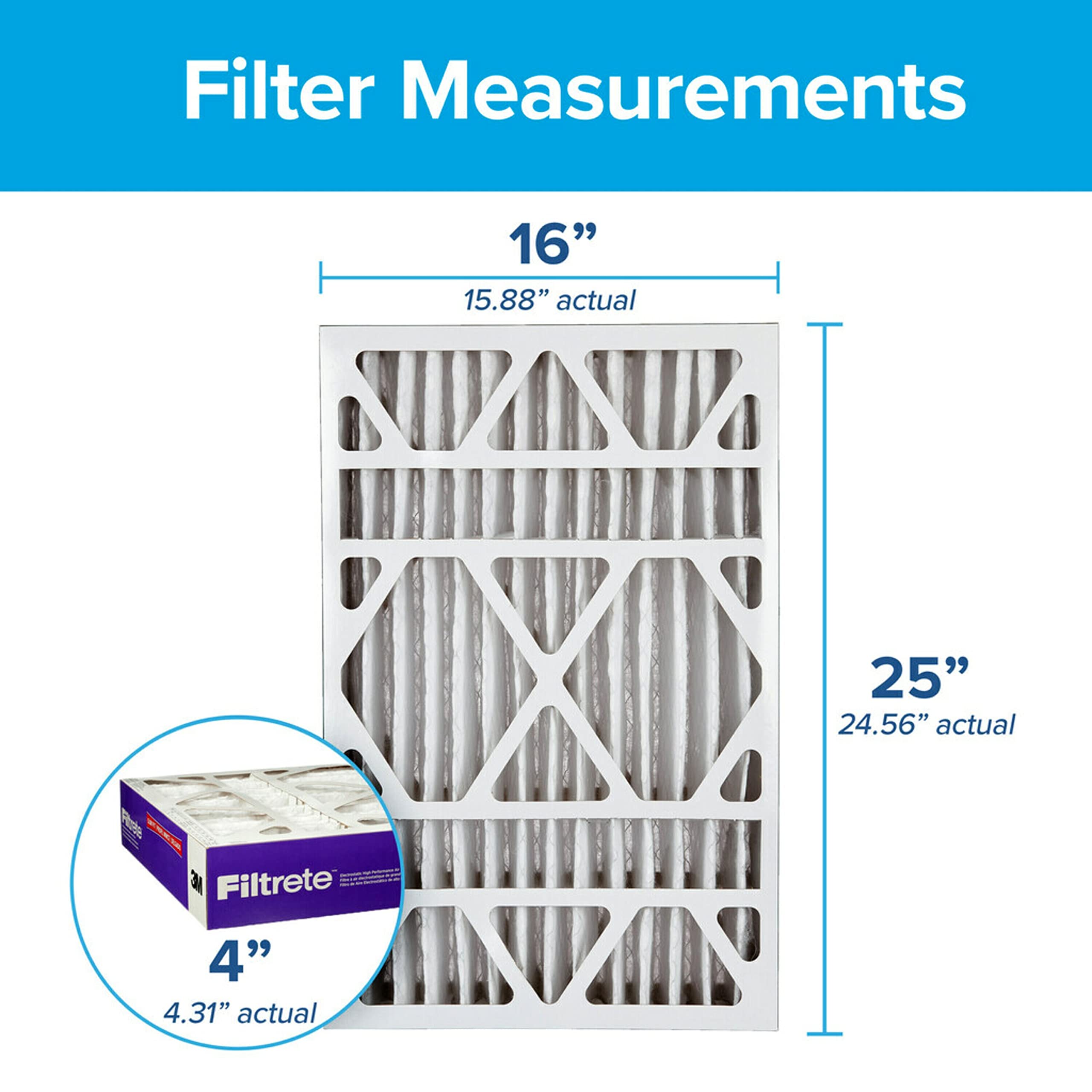 Filtrete 16x25x4 AC Furnace Air Filter, MPR 1550, MERV