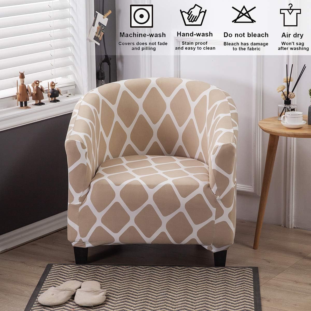 Beacon Pet Club Chair Slipcover, Stretch Spandex Removable Printed Pattern Armchair Covers, Sofa Cover Furniture Protector for Living Room Arm Chair Cover Geometric Couch Covers (Pattern 02)