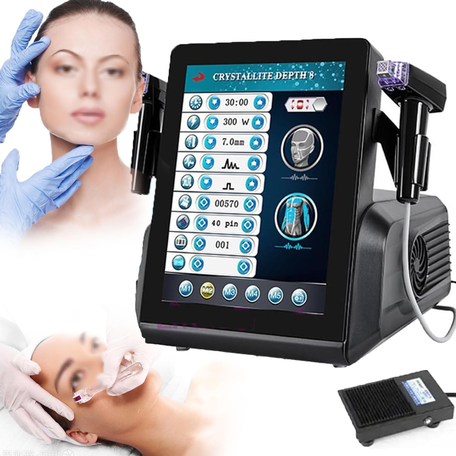 Dispositivo di Bellezza 2 In 1 con Microaghi per Rimozione Delle Cicatrici da Acne, Dispositivo per Il Rassodamento, Dispositivo per Il Lifting Del Viso con Microaghi Frazionati RF a Profondità 8