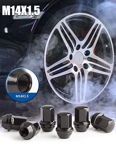 Vista 85 de GAsupply Tuercas de llanta de estilo de fábrica OEM de 14 x 2, 24 piezas de una sola pieza cromadas grandes tuercas de asiento de bellota de 2