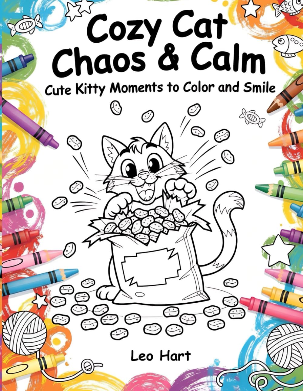 Cozy Cat Chaos & Calm – Cute Kitty Moments to Color and Smile: A Relaxing Coloring Book for Meow Lovers and Stress-Relief Seekers