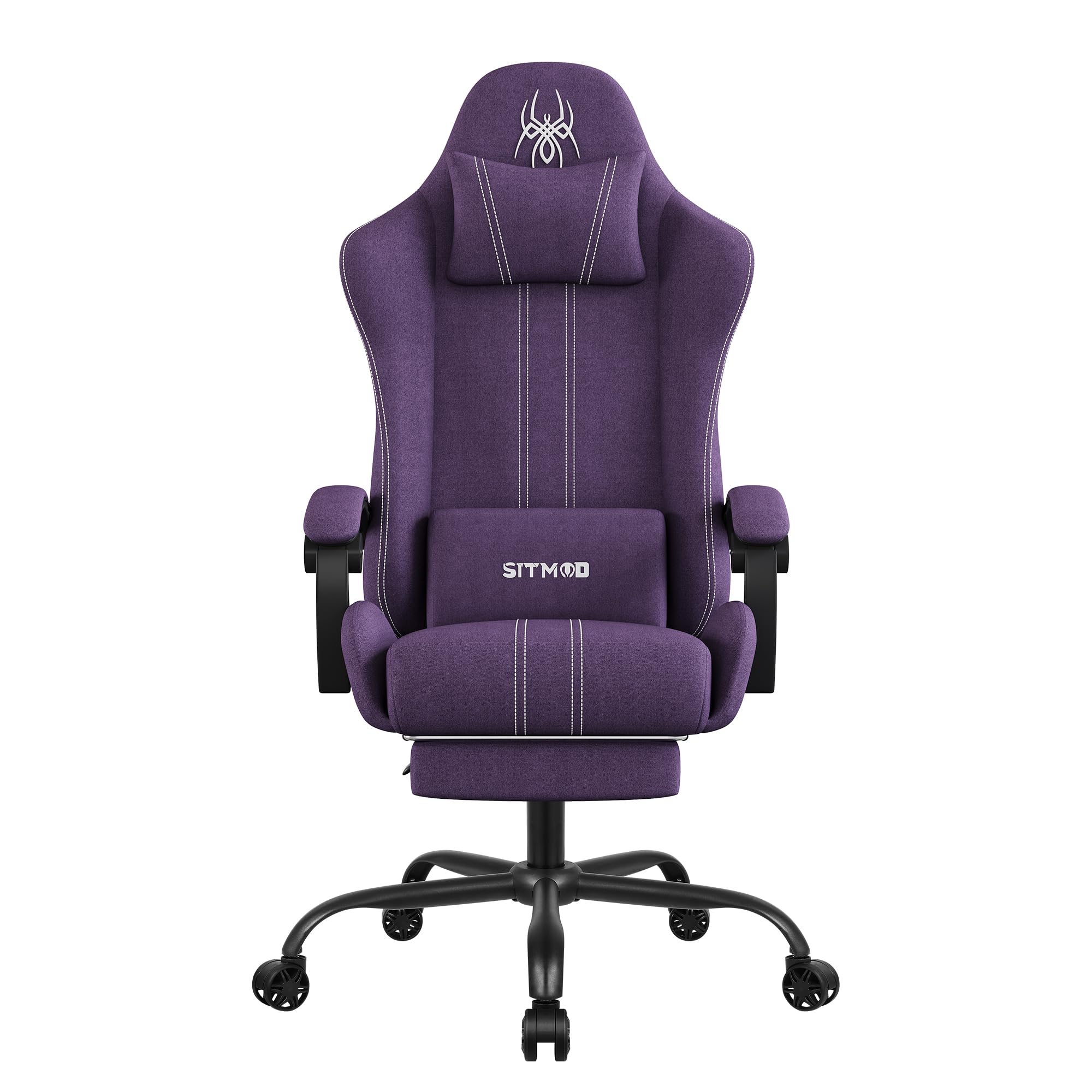 SITMOD Sedia gaming con Poggiapiedi, Ampia Sedia da Ufficio Ergonomica Imbottita, Alta Capacità di Carico, Sedia per Computer con Schienale Alto e Poggiapiedi, Tessuto a rete