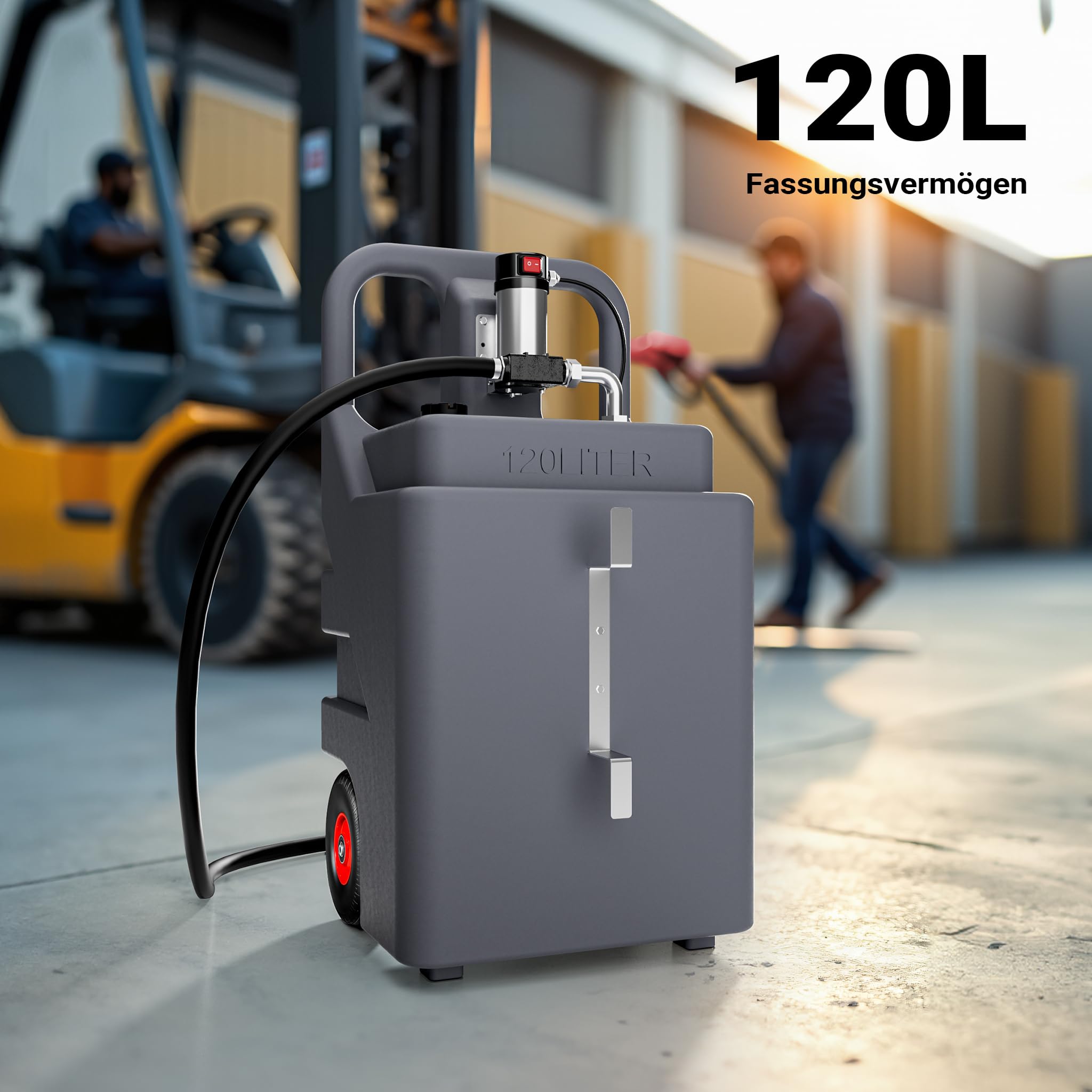 Wiltec mobile Tankanlage 120 l mit 12 V Pumpe, Kraftstoffbehälter für Dieselkraftstoff, tragbare Dieseltankanlage für flexibles Tanken