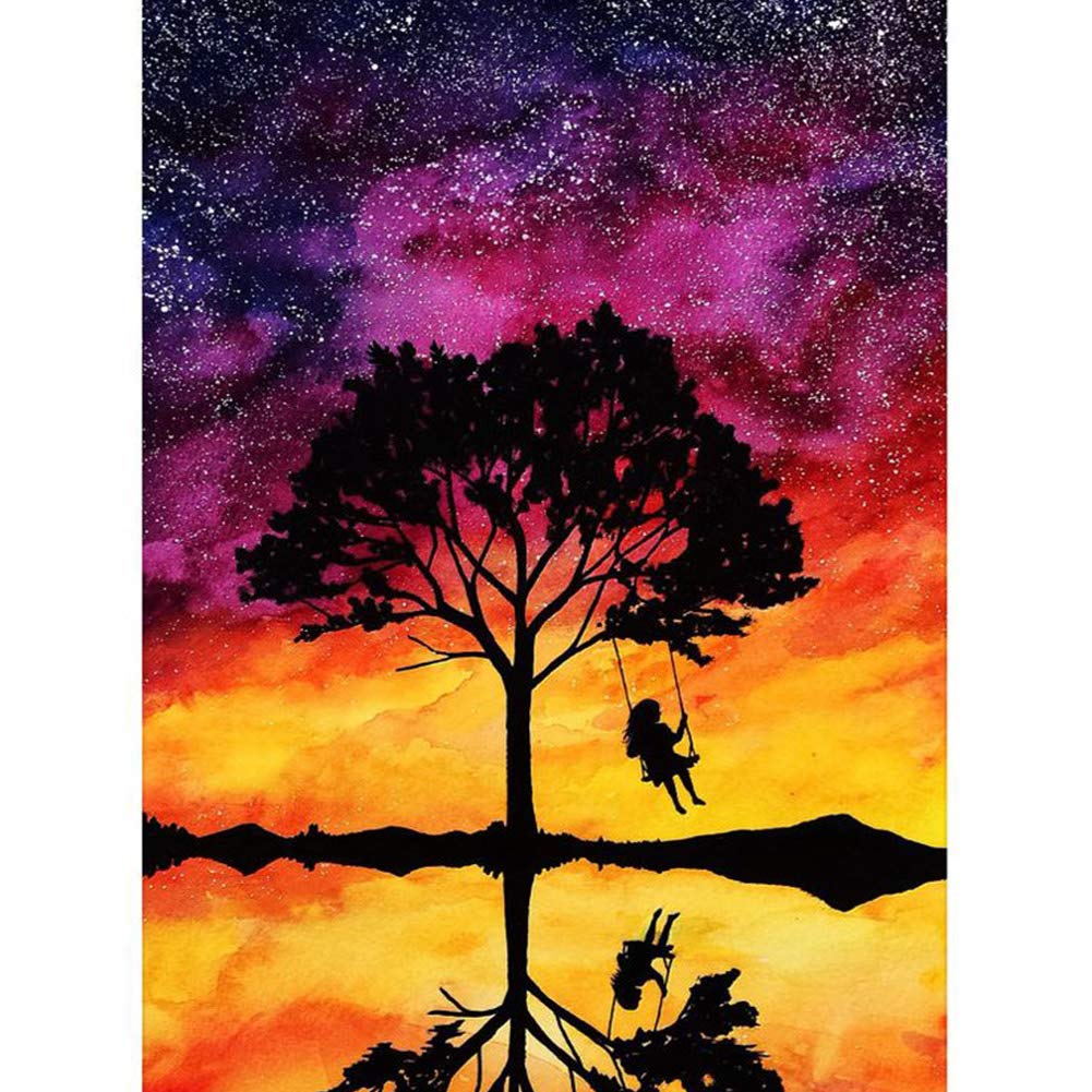5D Diamond Painting Kits, Four Season Tree Starry Sky WOWDECOR Full Drill DIY Diamond Art Cross Stitch Paint by Numbers