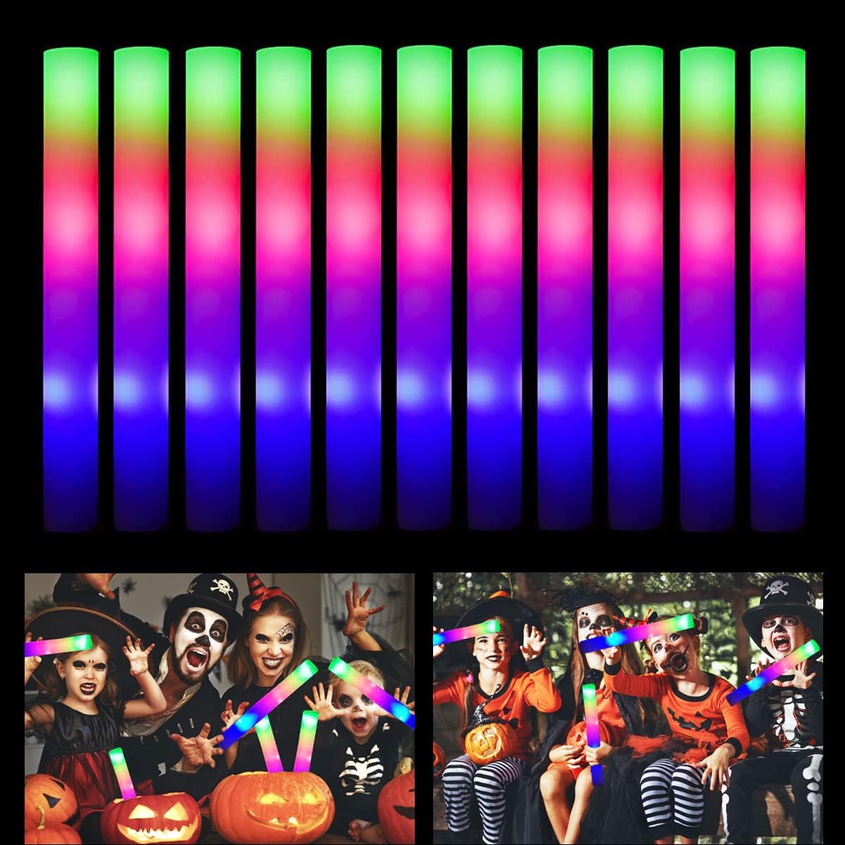 MsPrLs Foam Glow Sticks Bulk 110 Packs, 16" Large LED Light Up Party Favors for Easter Birthday Wedding Guests, 3 Lighting Modes with Battery - Longer Life, Safe for Kids, Glow in the Dark Supplies