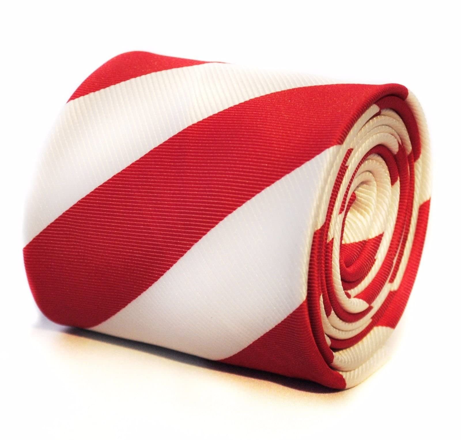Frederick Thomas red and white barber striped tie him gift 20 30-th pounds birthday dad prime 50-th 40th under
