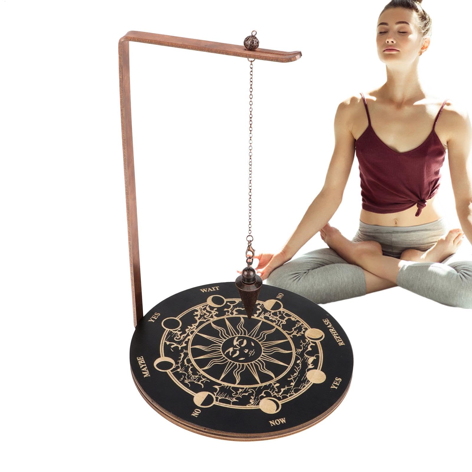 Soporte para Péndulo - Porta Cristales De Madera para Exhibición De Piedras | Soporte Decorativo Wiccano para Meditación, Adivinación, Sanación Espiritual, Altar De Brujería, Tarot, Energía, Colgador