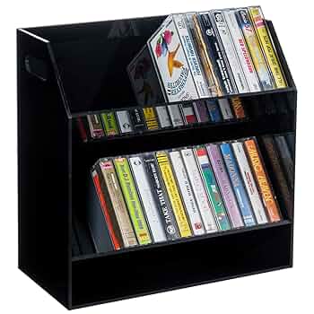 ビンテージ カセットテープ ホルダー 100段 Amazon.co.jp: 木製ヴィンテージ高級カセットテープホルダーと