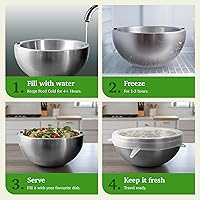 Vista 2 de Aranka Chill - Tazón de inmersión con tapa, acero inoxidable de 35 onzas con aislamiento de doble pared para mantener la comida caliente o fría