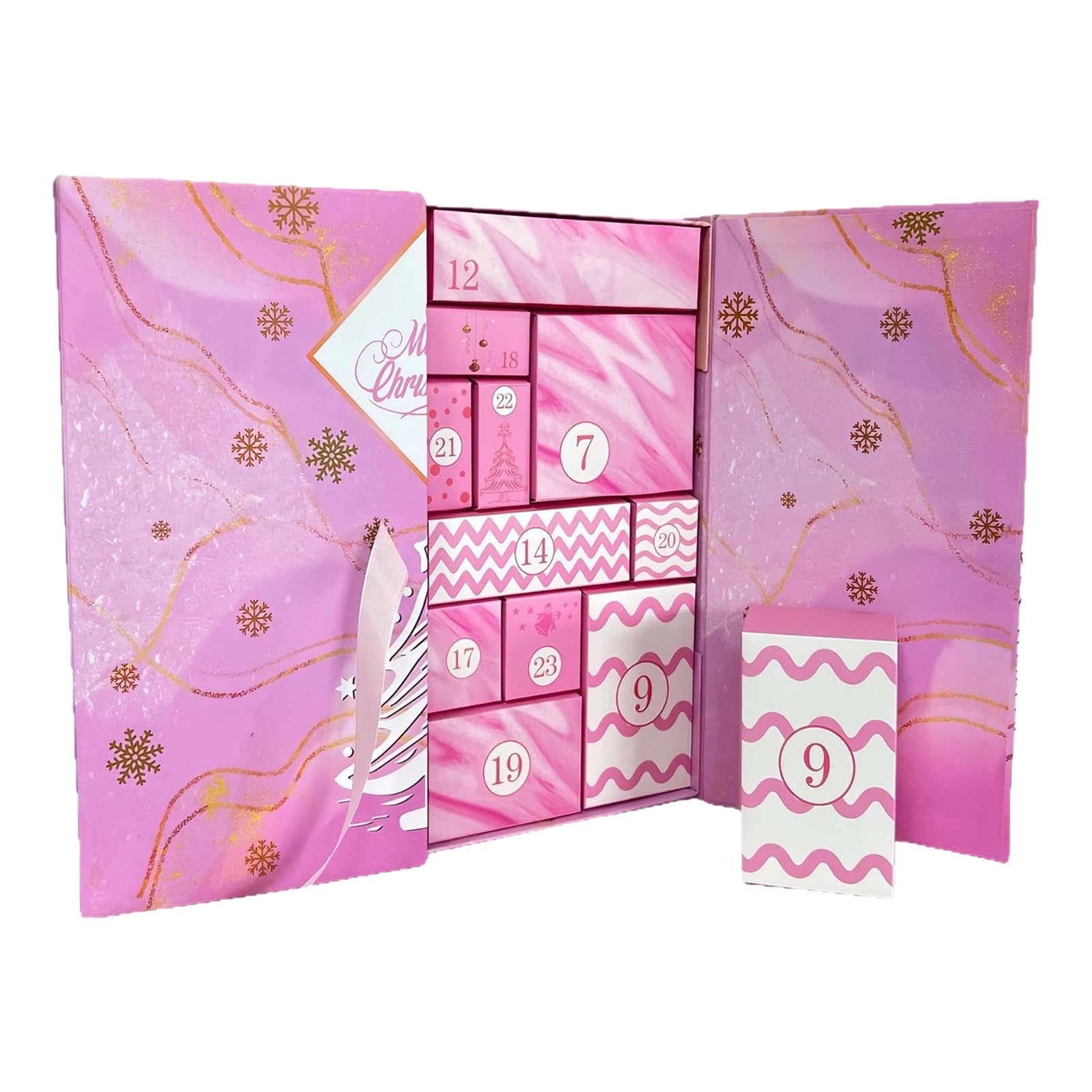Calendario De Adviento Vacío Rosa Con 24 Casillas Vacías Reutilizable Para | De Calendario Familiar Rellenable En Blanco para Niños Adultos Amigos Familia Favores de