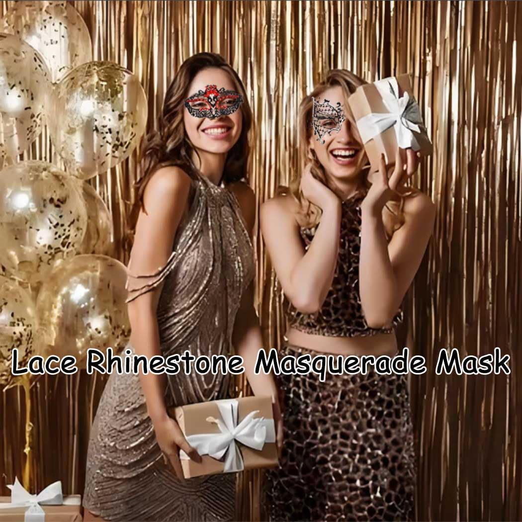 Crystal Masquerade Mask Women Black Masks Lace Masquerade Sparkle Venetian Masks for Rave Mardi Gras - Image 5