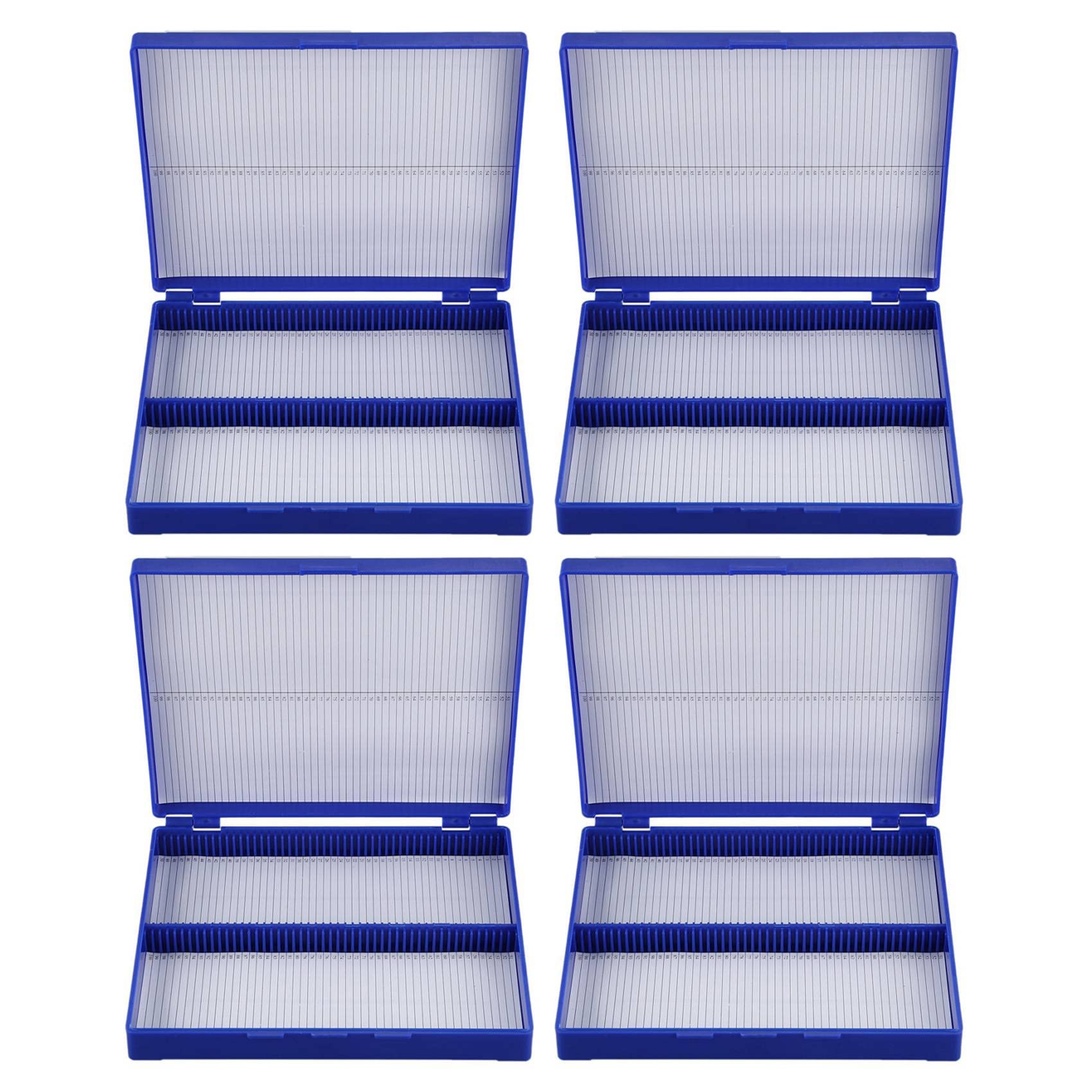 4X Royal Blue Plastic Rettangolo 100 Microslide Slide Box Microscopio