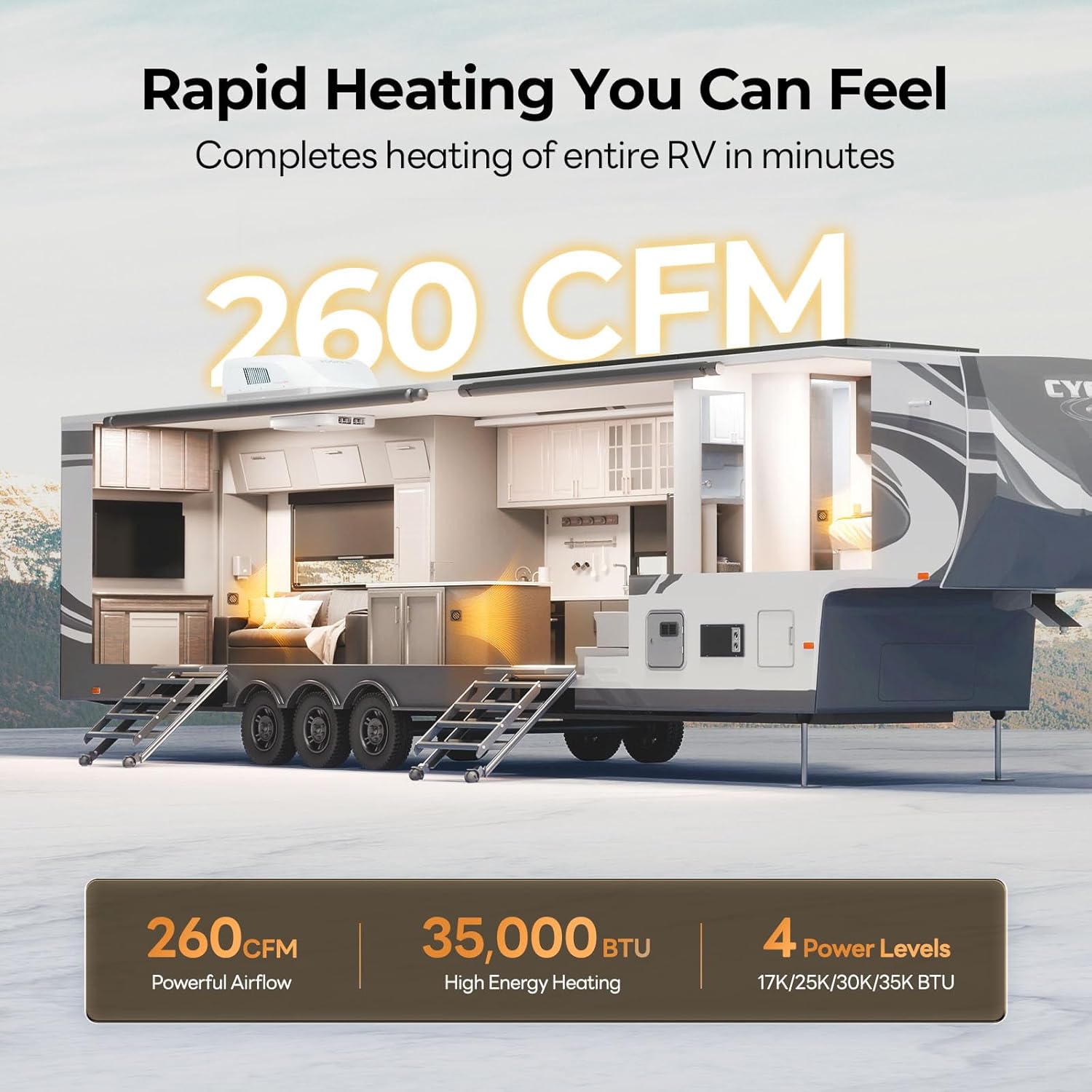 FOGATTI RV Furnace 35,000 BTU High-Efficiency RV Heater with Thermostat for Camper, Motorhome & Travel Trailer