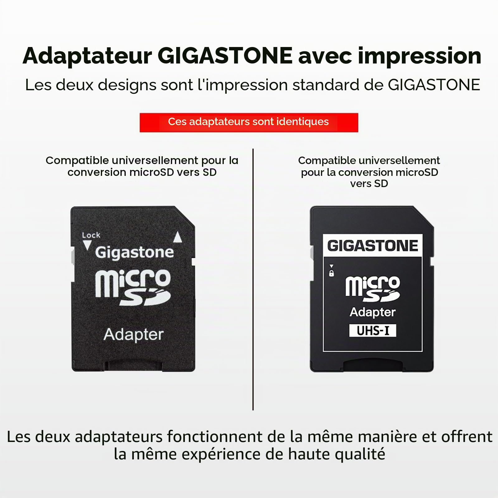 GIGASTONE Carte Mémoire 8 Go Lot de 2 Cartes, Compatible avec Android Gopro Caméra Samsung, Haute Vitesse idéal pour Portable Full HD Vidéo, U1 C10 Carte Micro SDHC avec Mini étui et Adaptateur SD.