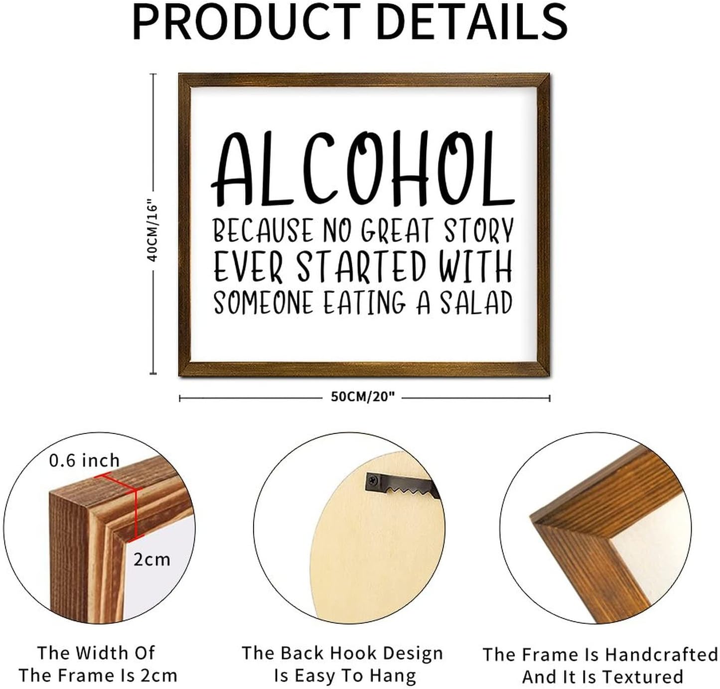 Inspirational Quote Bible Motto Framed Wood Sign Alcohol Because No Great Story Wooden Wall Art Rustic Wall Art Decor for Home Office Bedroom 16x20in Family Quotes Sign Birthday Gift