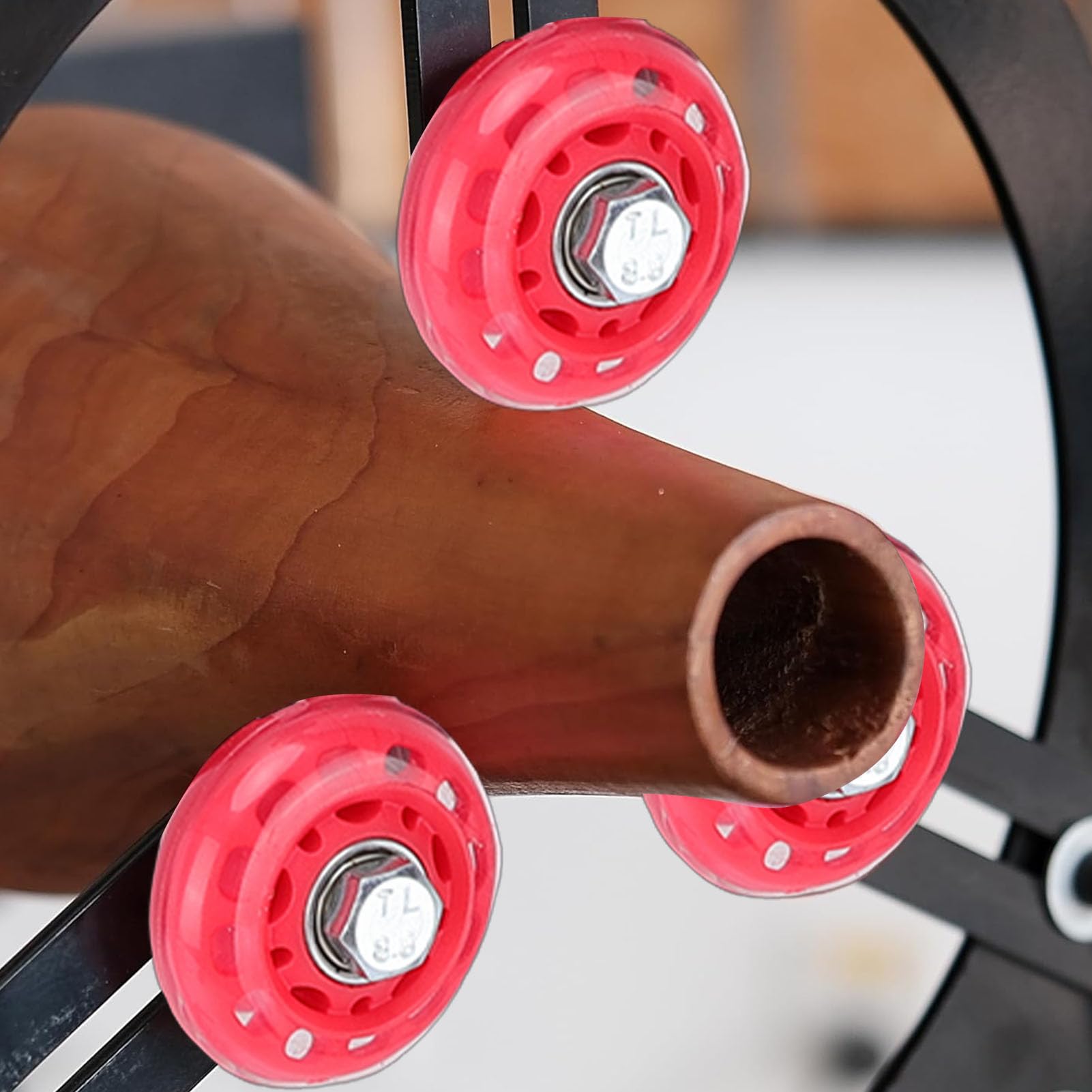 Luneta Redonda, Luneta Ajustable de 3 Puntos con Rodillos Recubiertos de Goma Marco de Acero para Torno Oscilante de 12 Pulgadas Husillo Torneado de Madera Diseño de Rodamiento