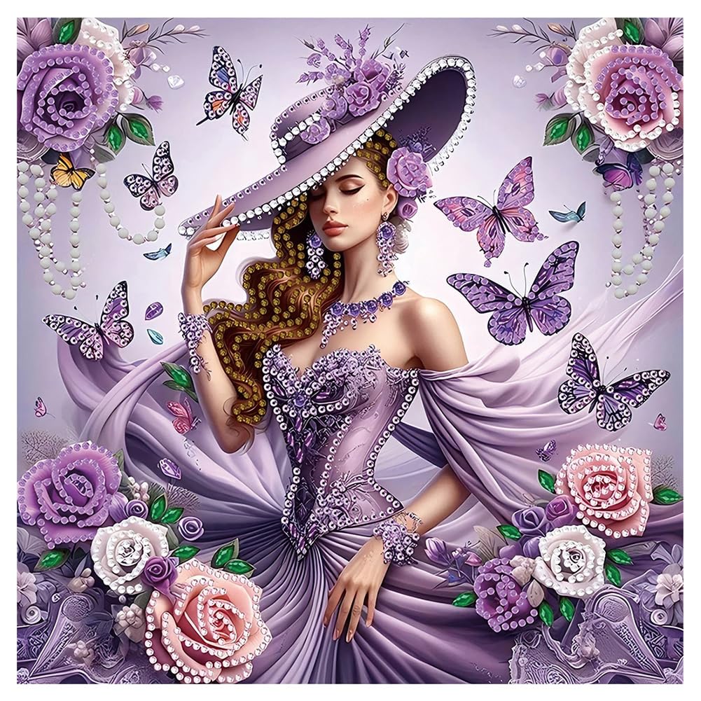 Kulvci 5D Special Shape Diamond Art Kits for Beginners, Women Diamond Painting Kits for Adults, Crystal Rhinestones Diamond Painting for Home Wall Decoration Gift, 12×12inch