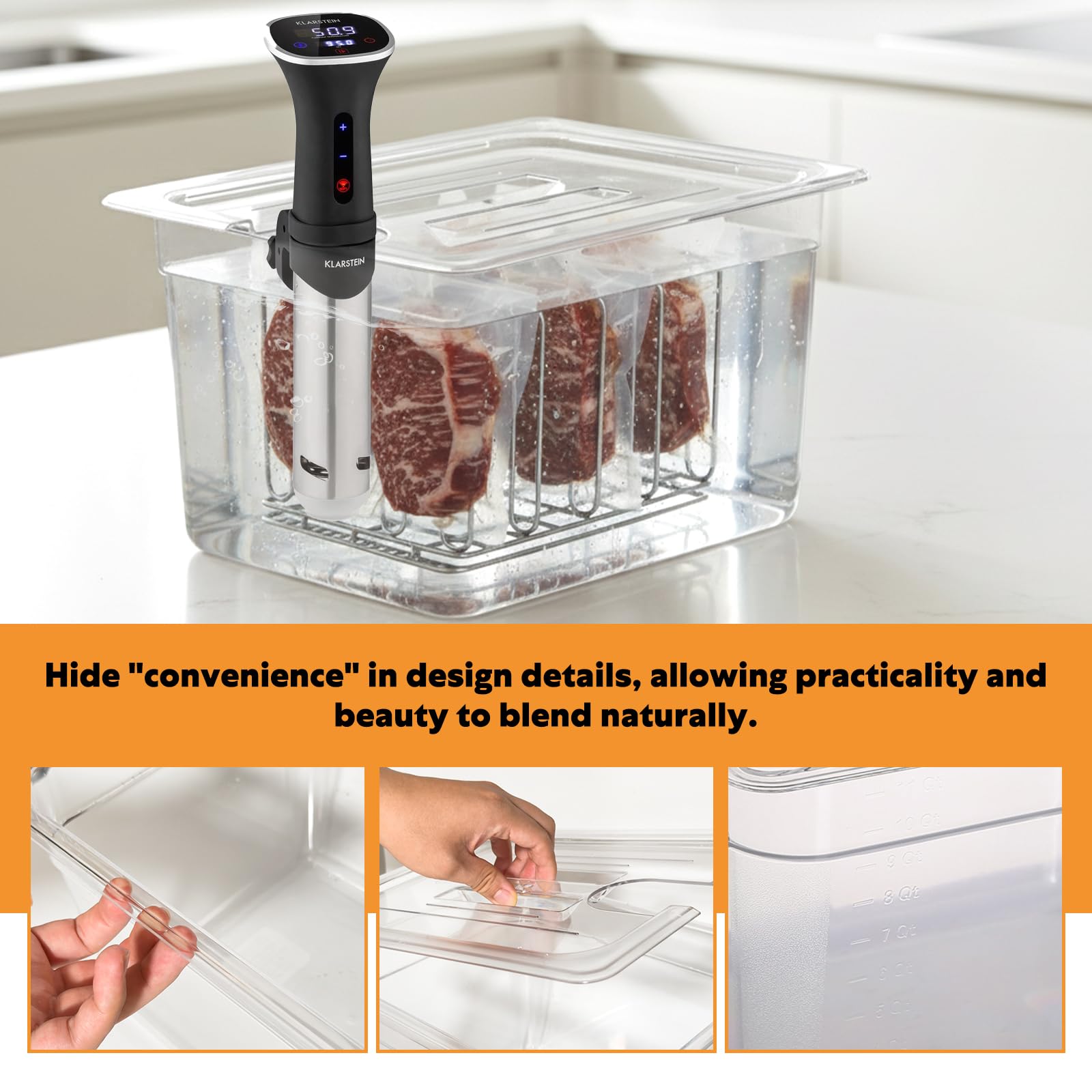Sous Vide Behälter 11L sous vide box sous vide behälter | Mit Deckel und Edelstahl Halterung für Garer Mehrere Marken Multifunktionaler Transparenter Behälter(Frei von BPA)