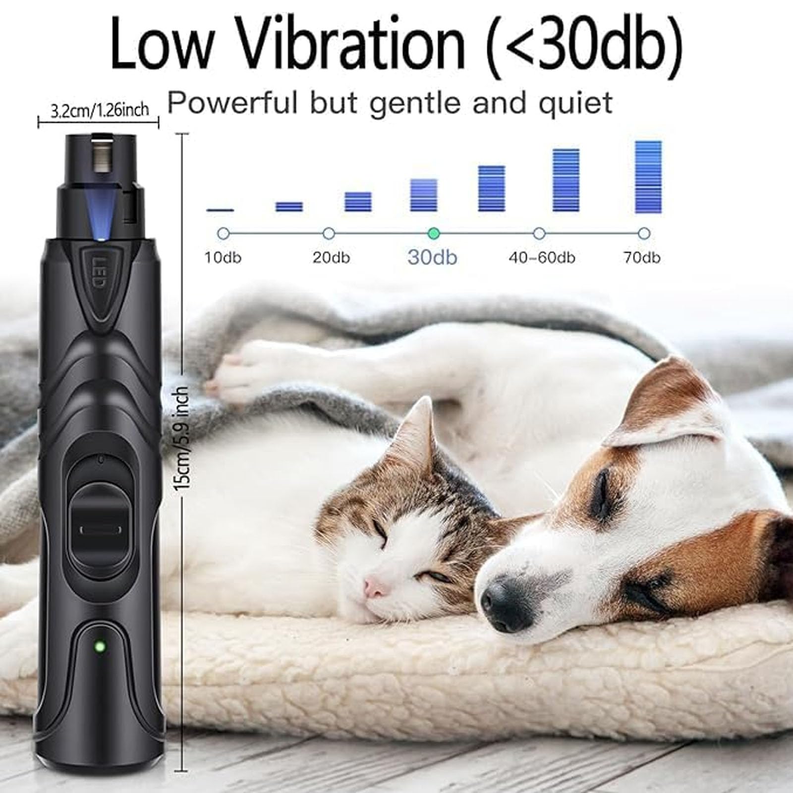 Kit Para Afilar Uñas Para Mascotas, Cortaúñas Silencioso Para Perros, Cortaúñas, Afeitadora De Patas, Afilador De Garras Eléctrico Para Mascotas, Luces LED, Adecuado Para Perros Y Gatos,Black 1