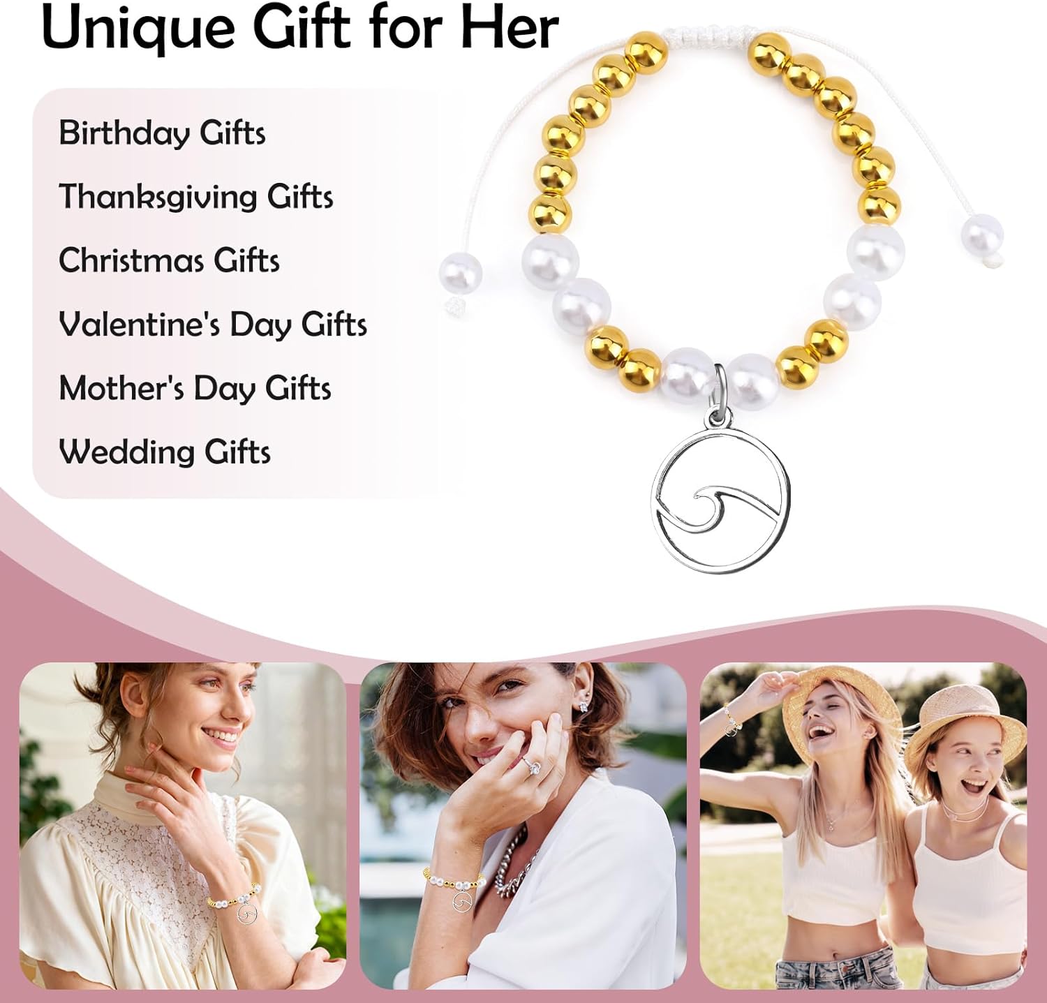 Mwphuy Sister Gifts for Women Bracelets Sisters Gifts from Sister Birthday Graduation Gift Beaded Bracelets for Sisters Girls Best Friend BFF Christmas Valentine's Day Wedding Jewelry Gift - Image 6