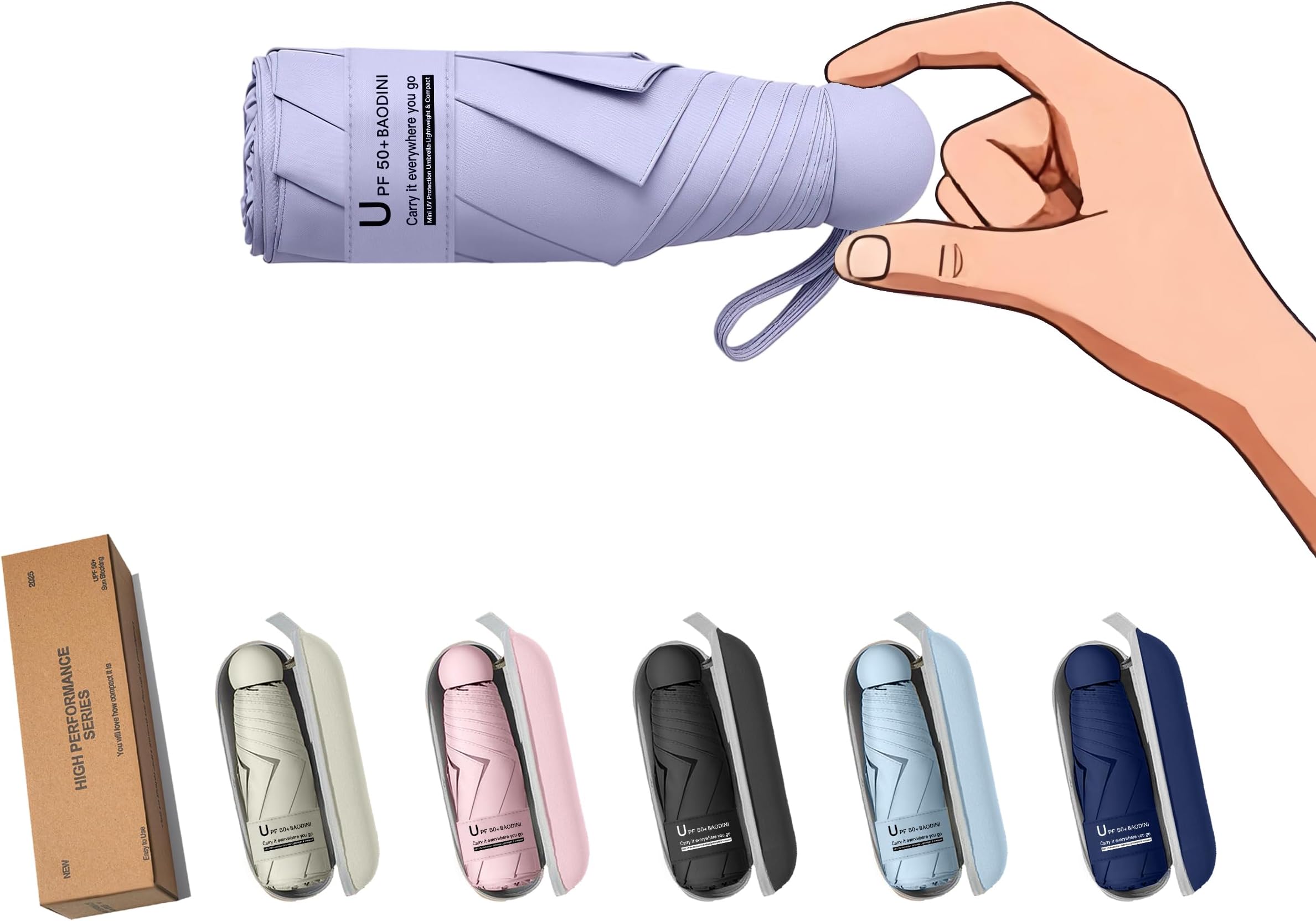 Travel Essentials Mini Umbrella for Purse With Case Small Compact UV Sun Protection Lightweight Tiny Pocket Manual Open Close Umbrella for Women Kids and Men Fit Purse Backpack